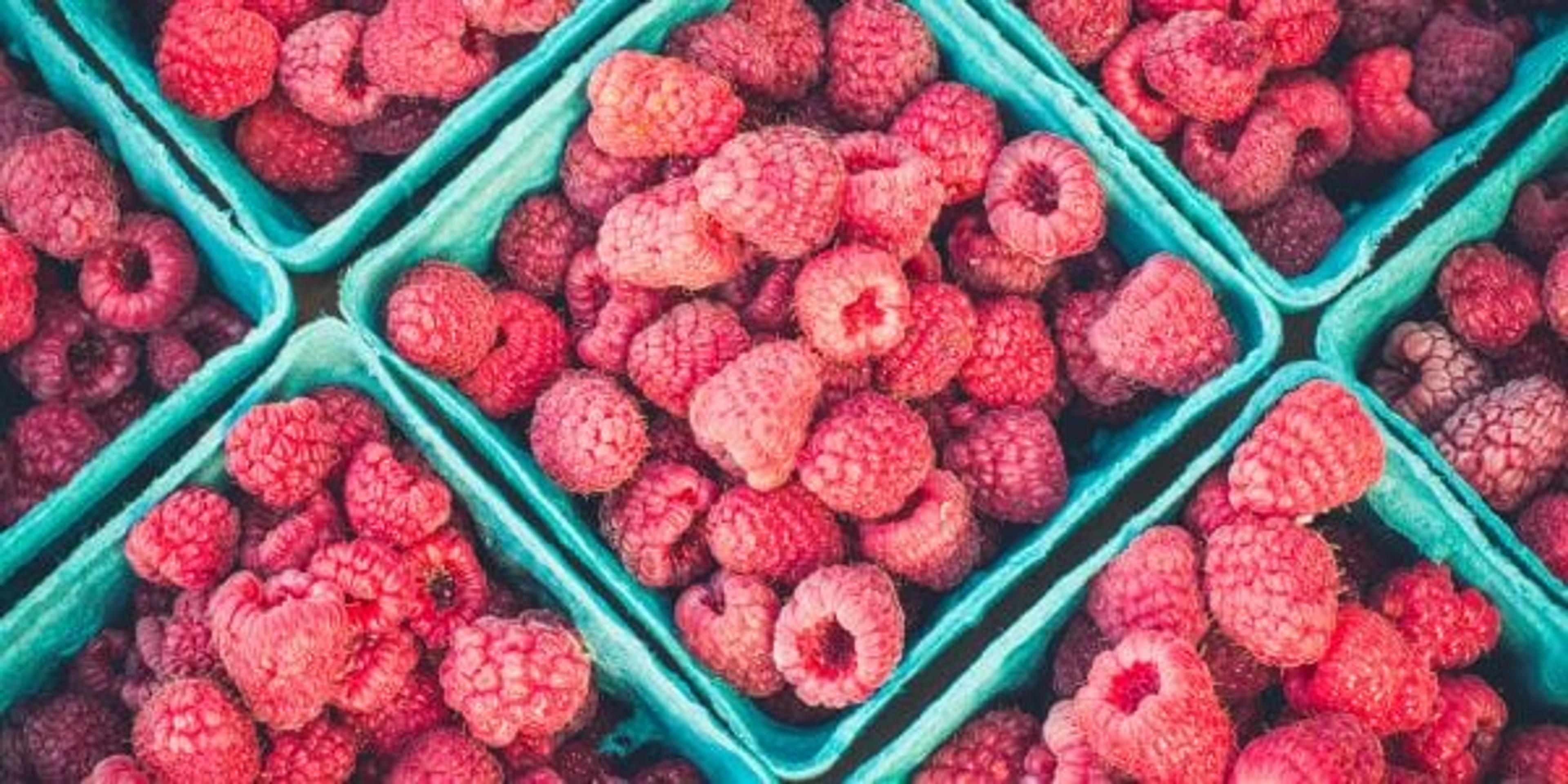 Boxes of raspberries