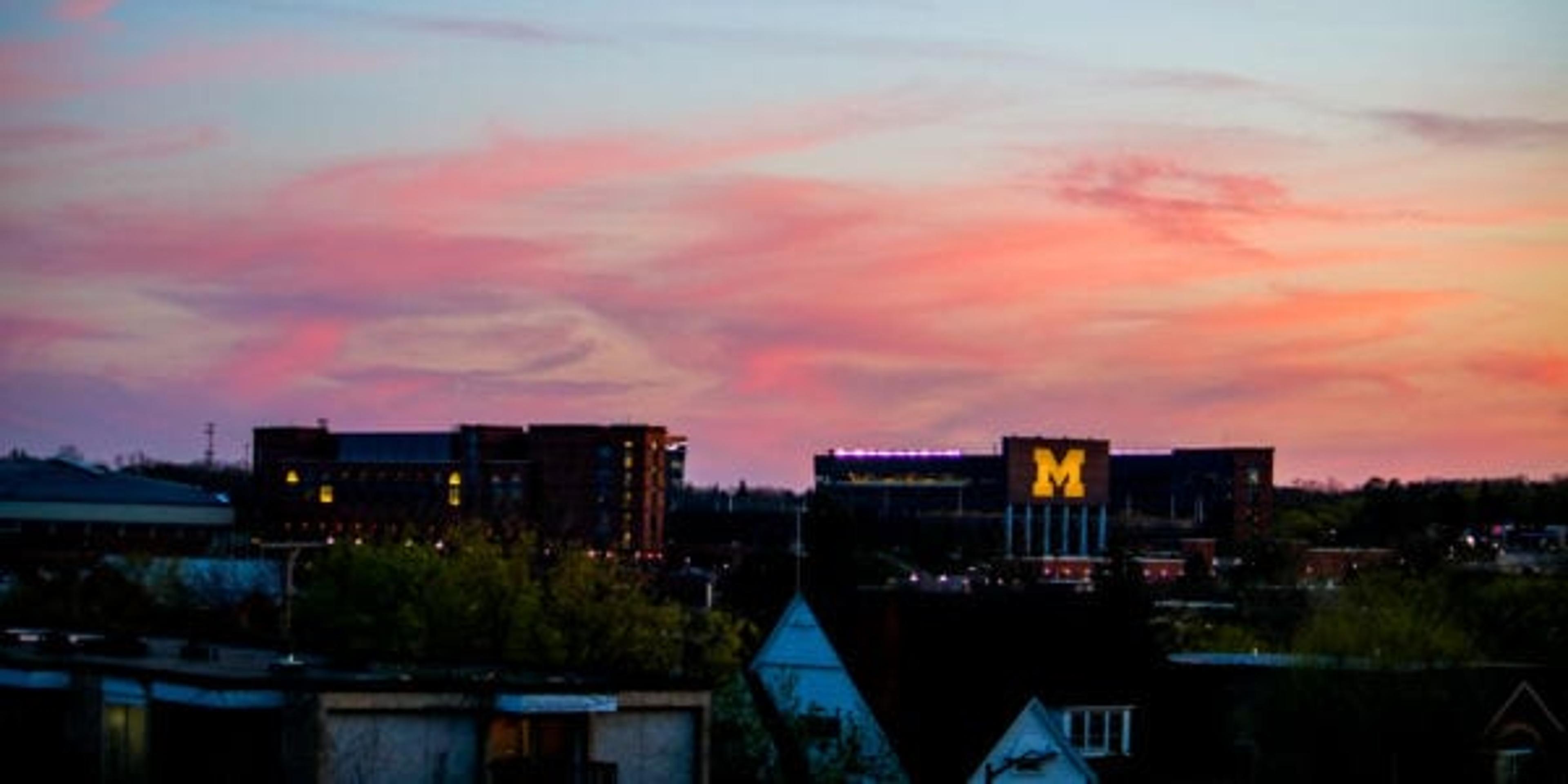 university of michigan big house sunset