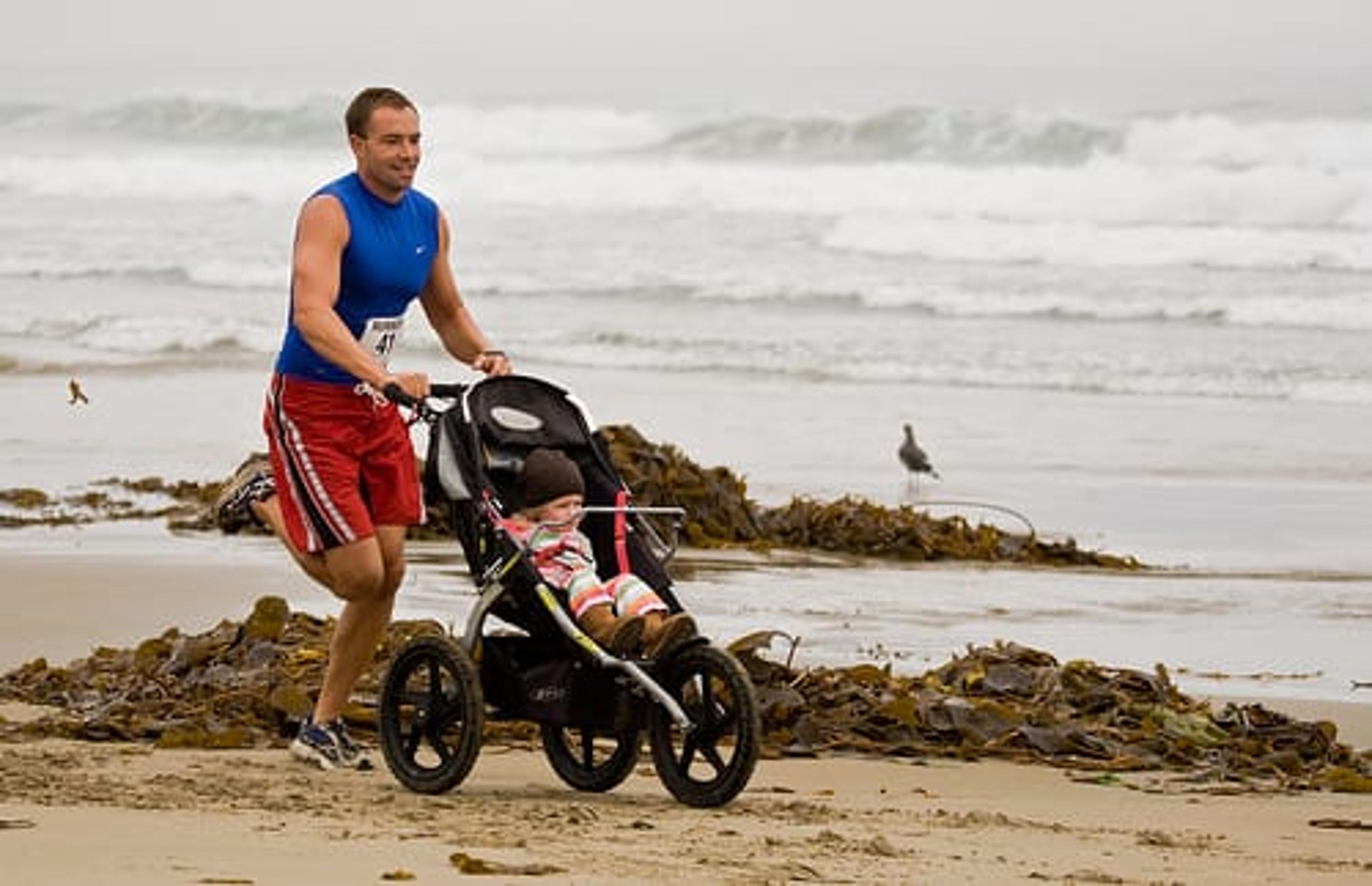 Dad running with daughter