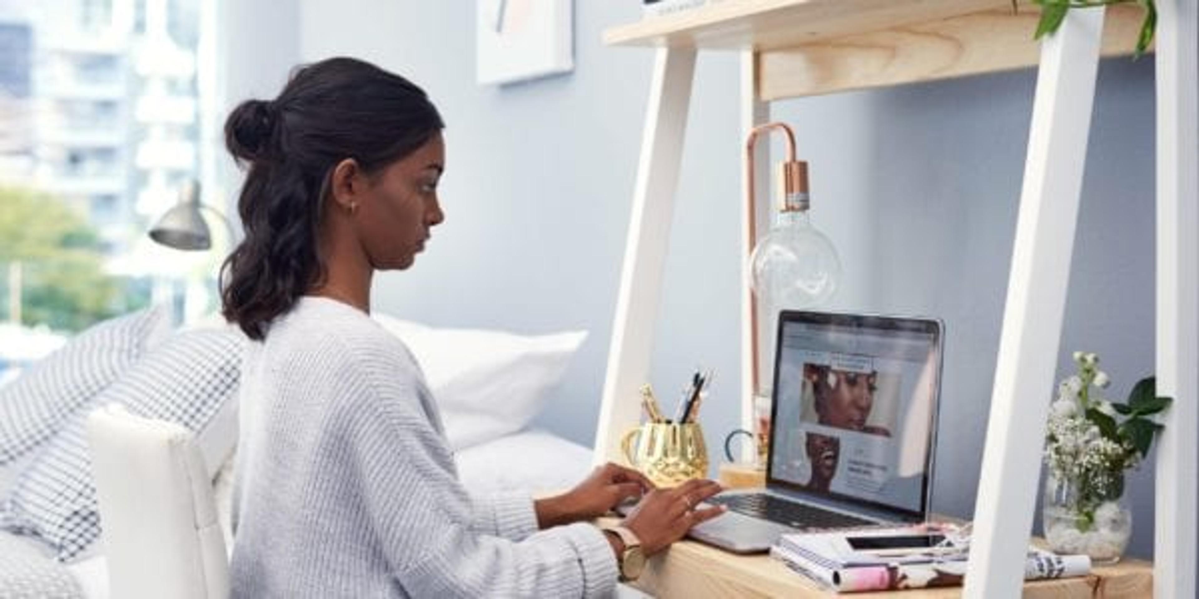 Woman working at her desk