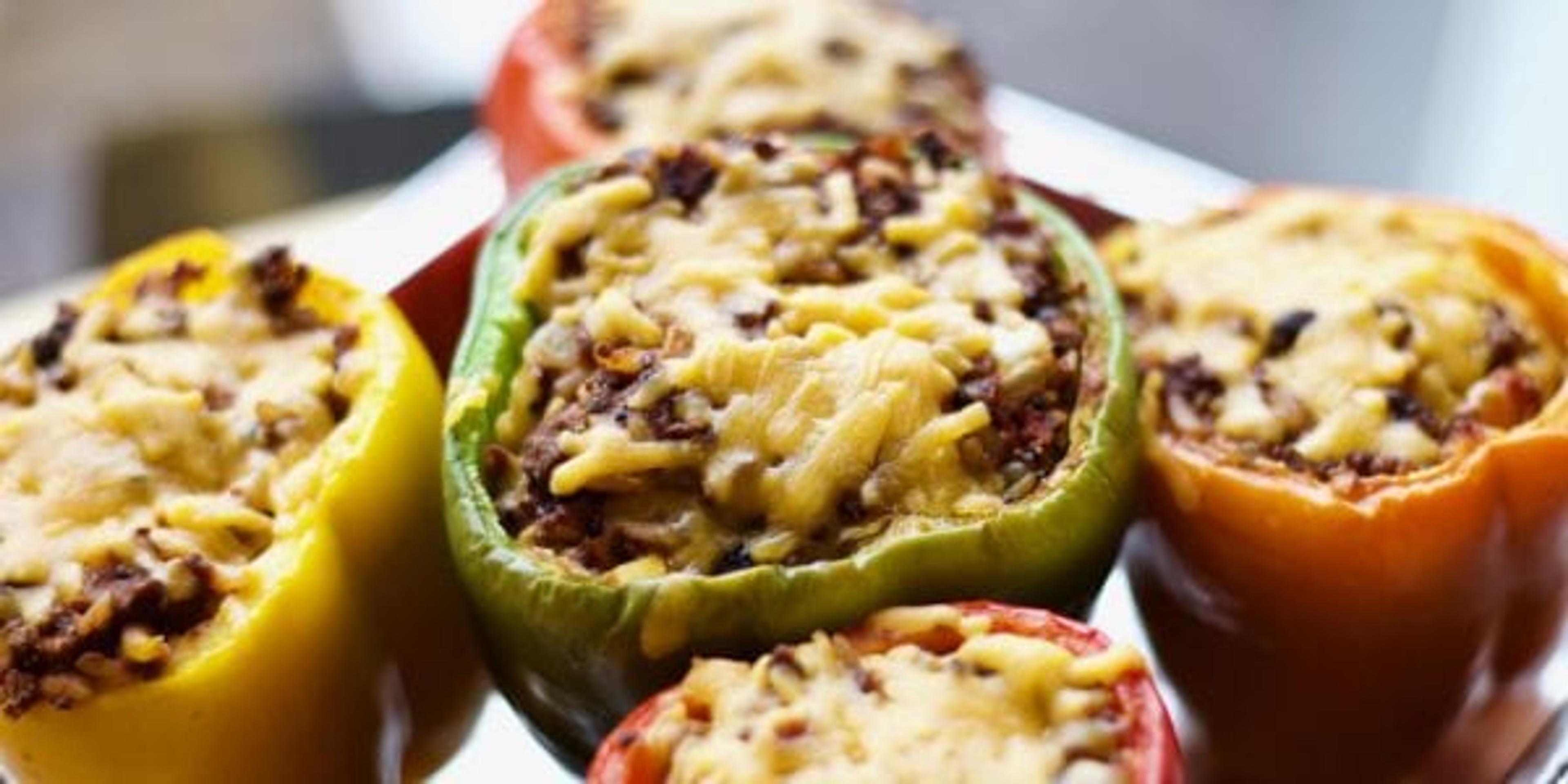 Bell peppers with cheese and stuffing.