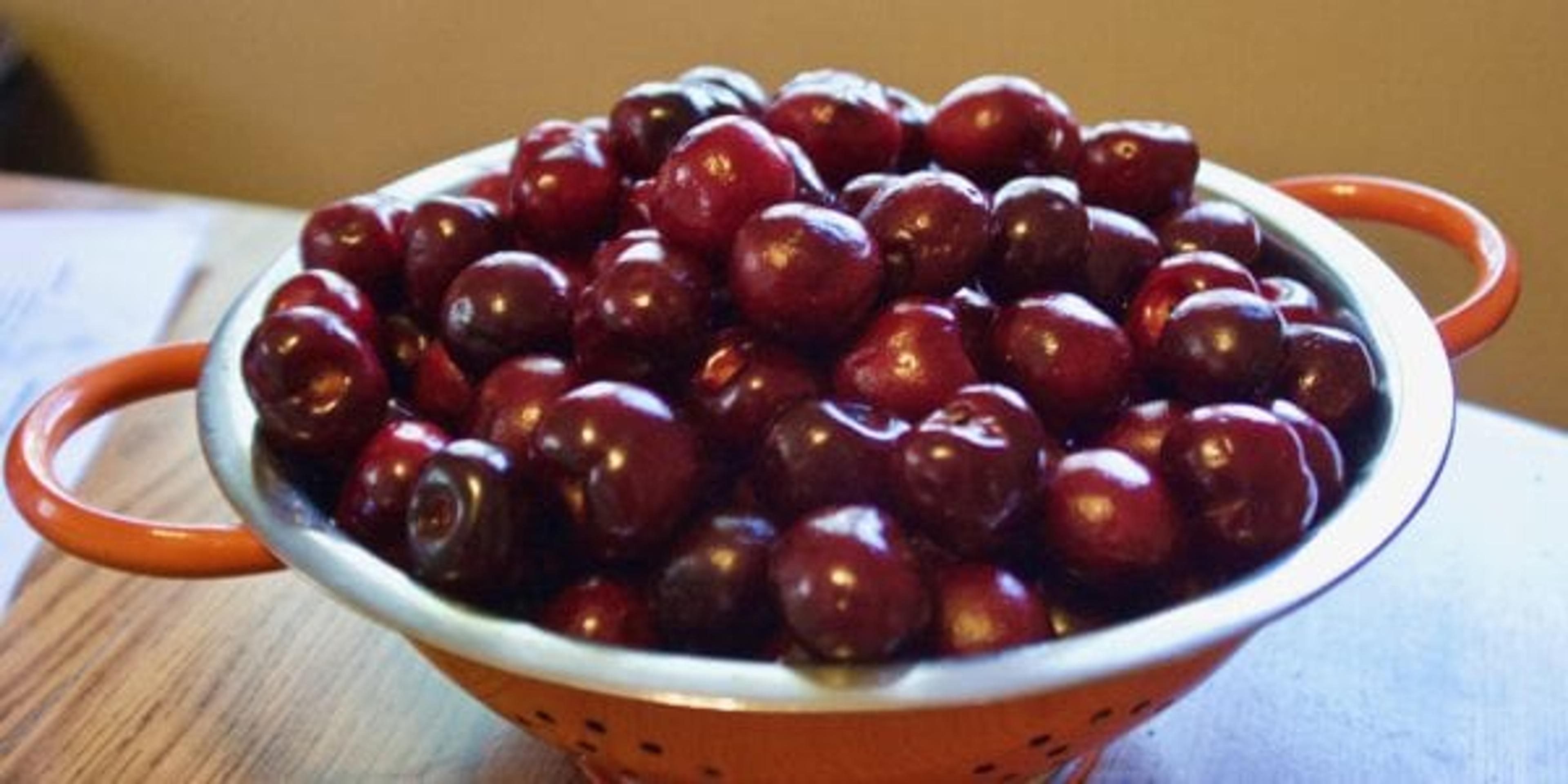 cherries in colander