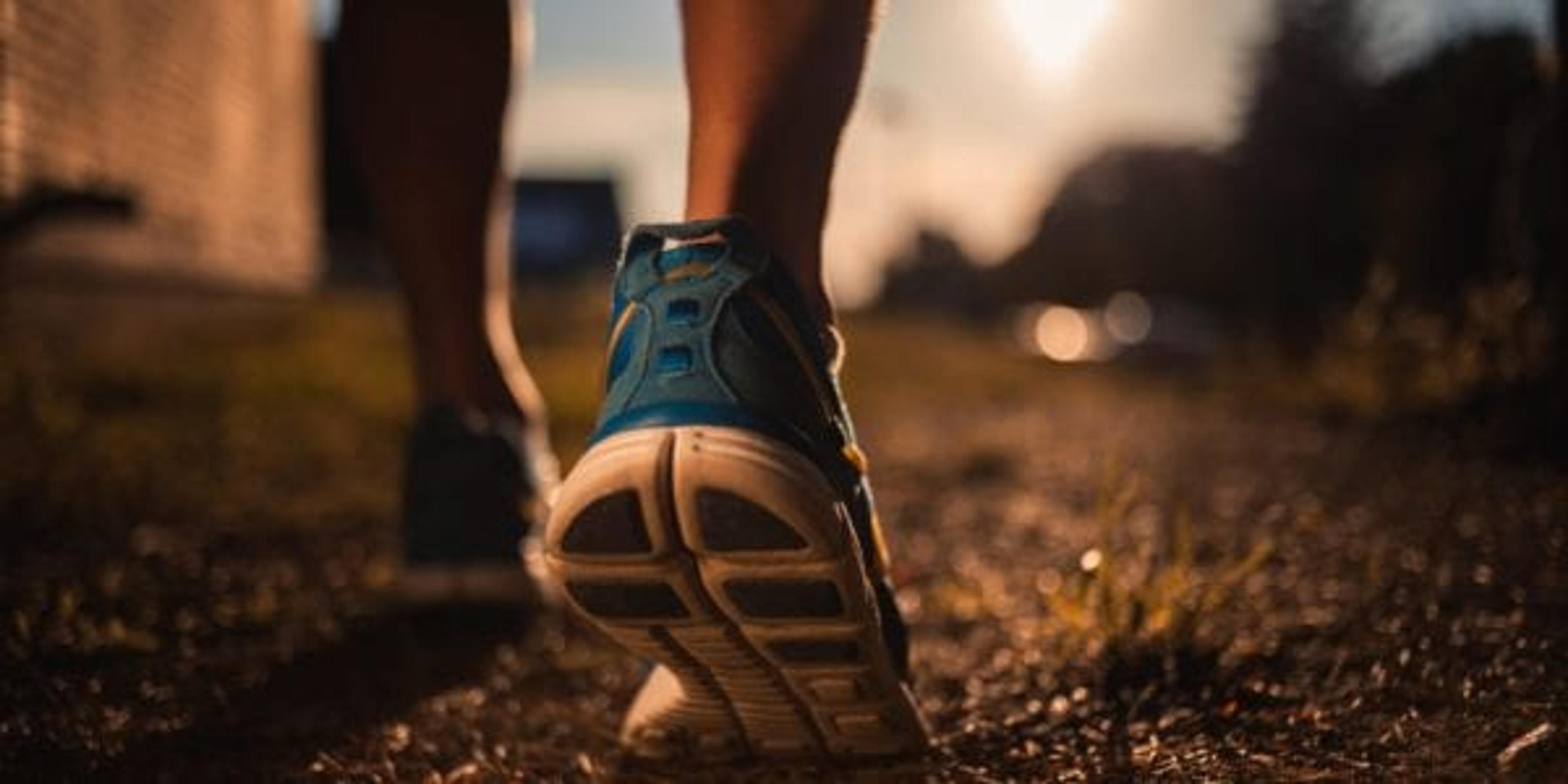 Close up of walking shoes