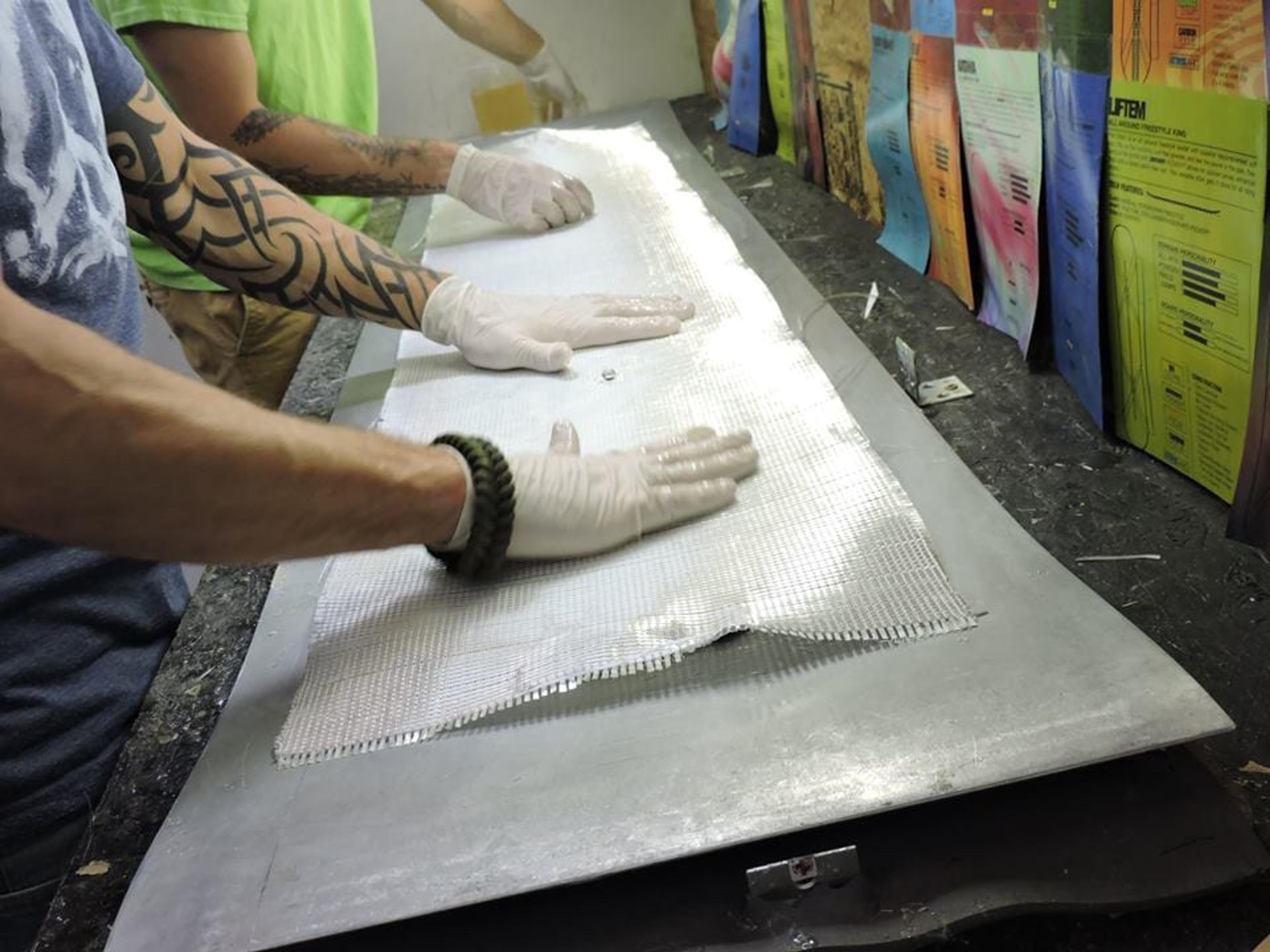 A board being assembled at Marhar's shop. Photo credit: Julie Bitely