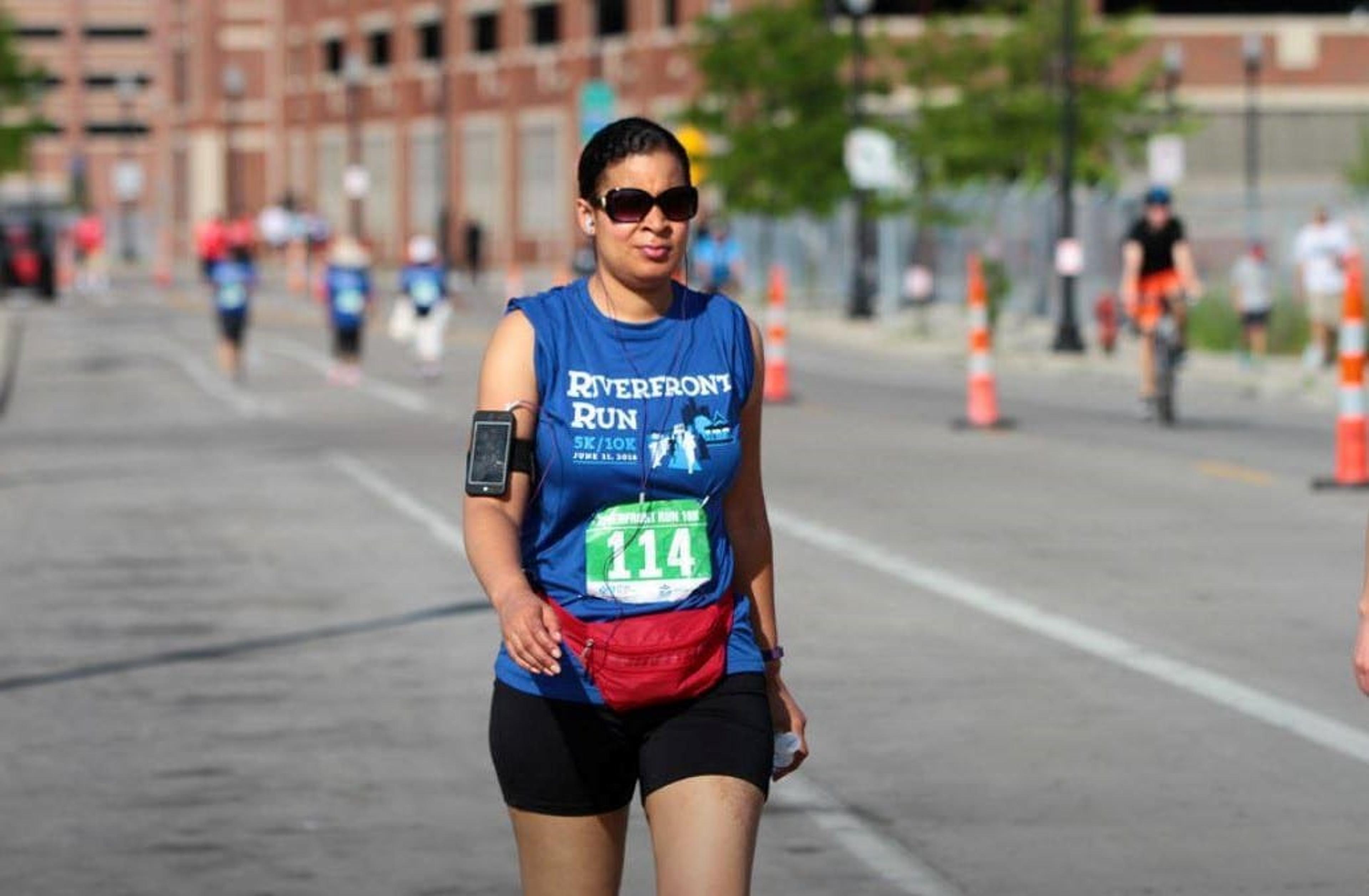 Maiya participating in Detroit's Riverfront Run.