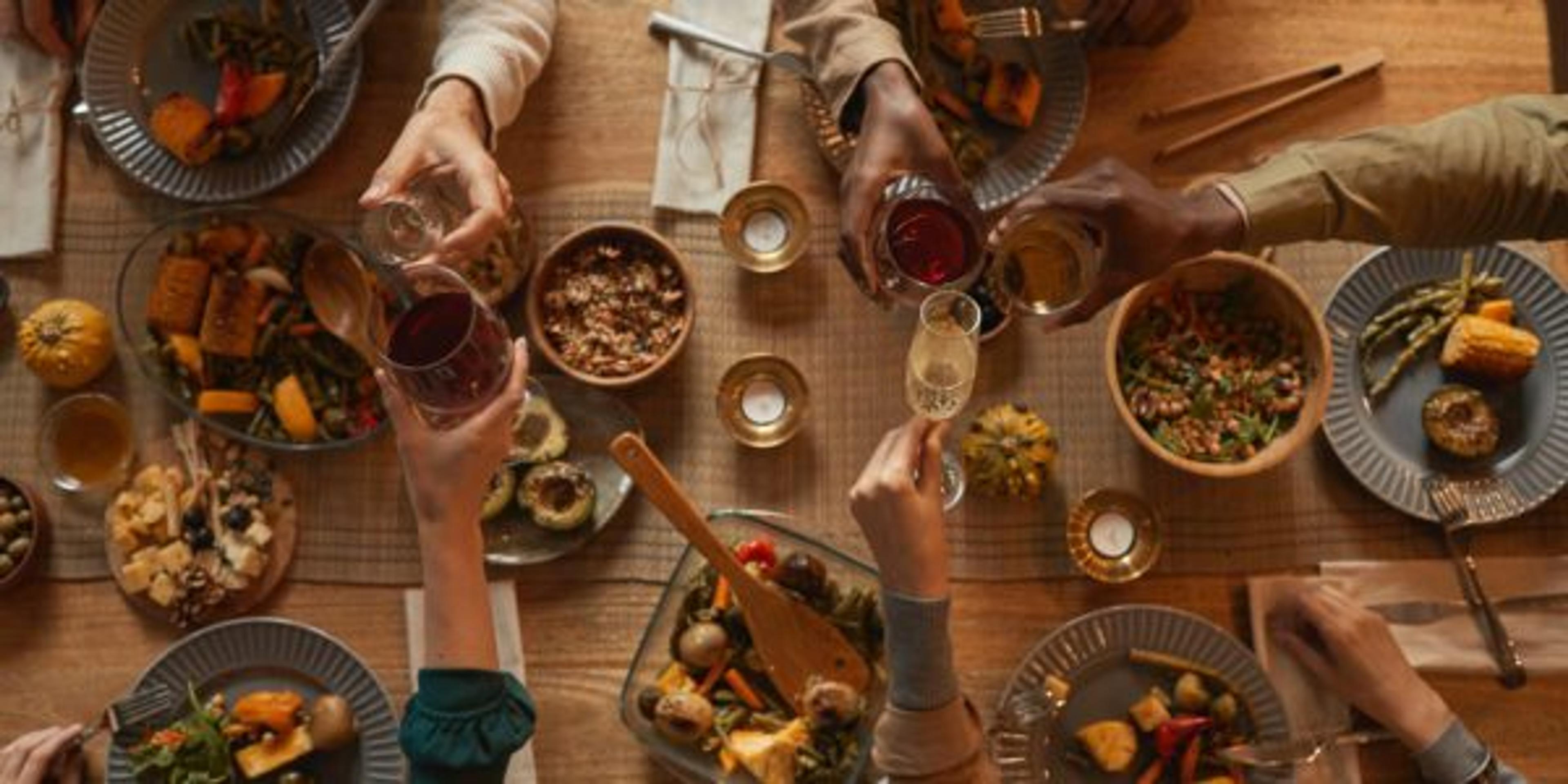 Family Enjoying Dinner Above View