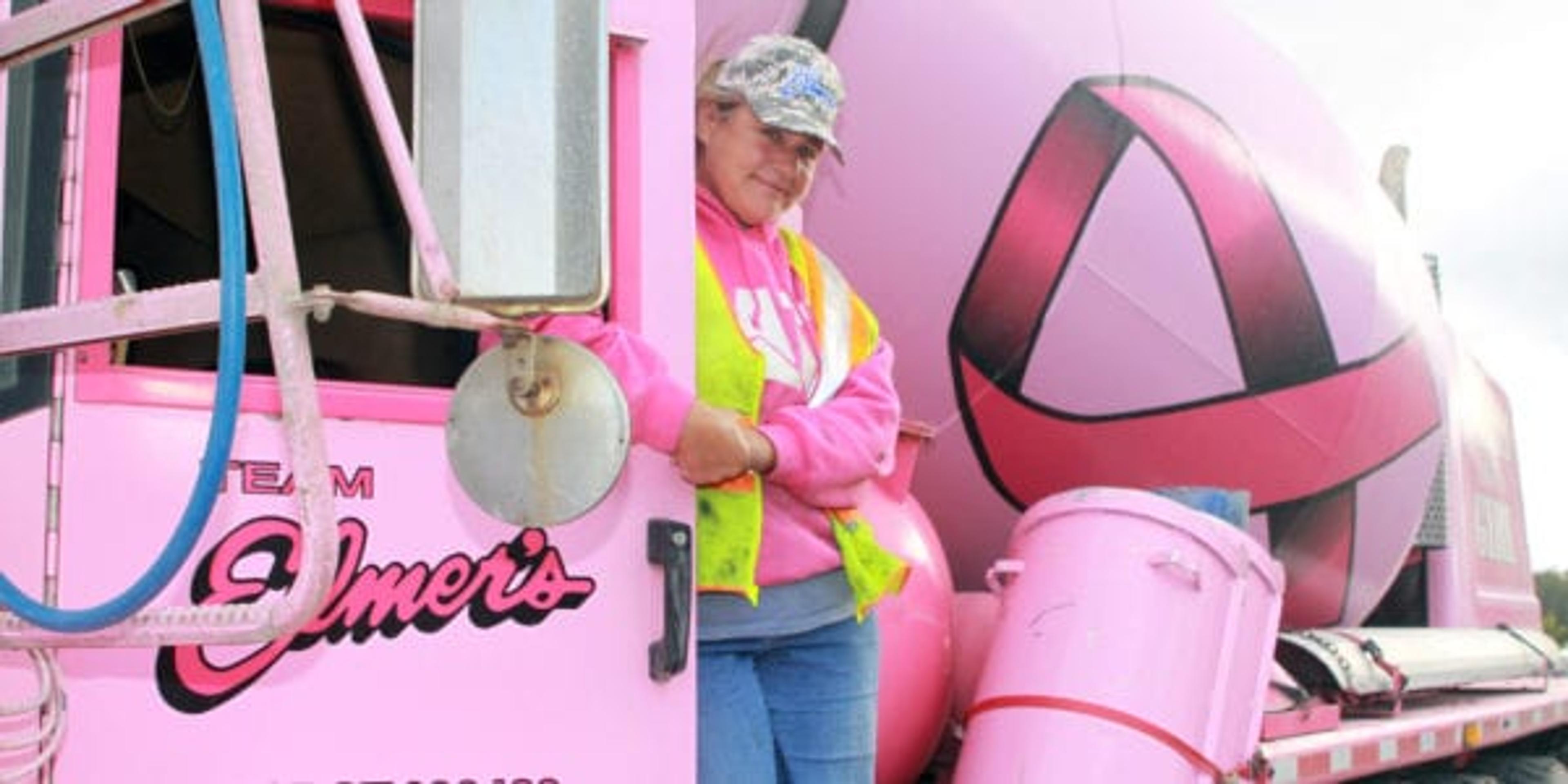 team elmer's pink cement mixer