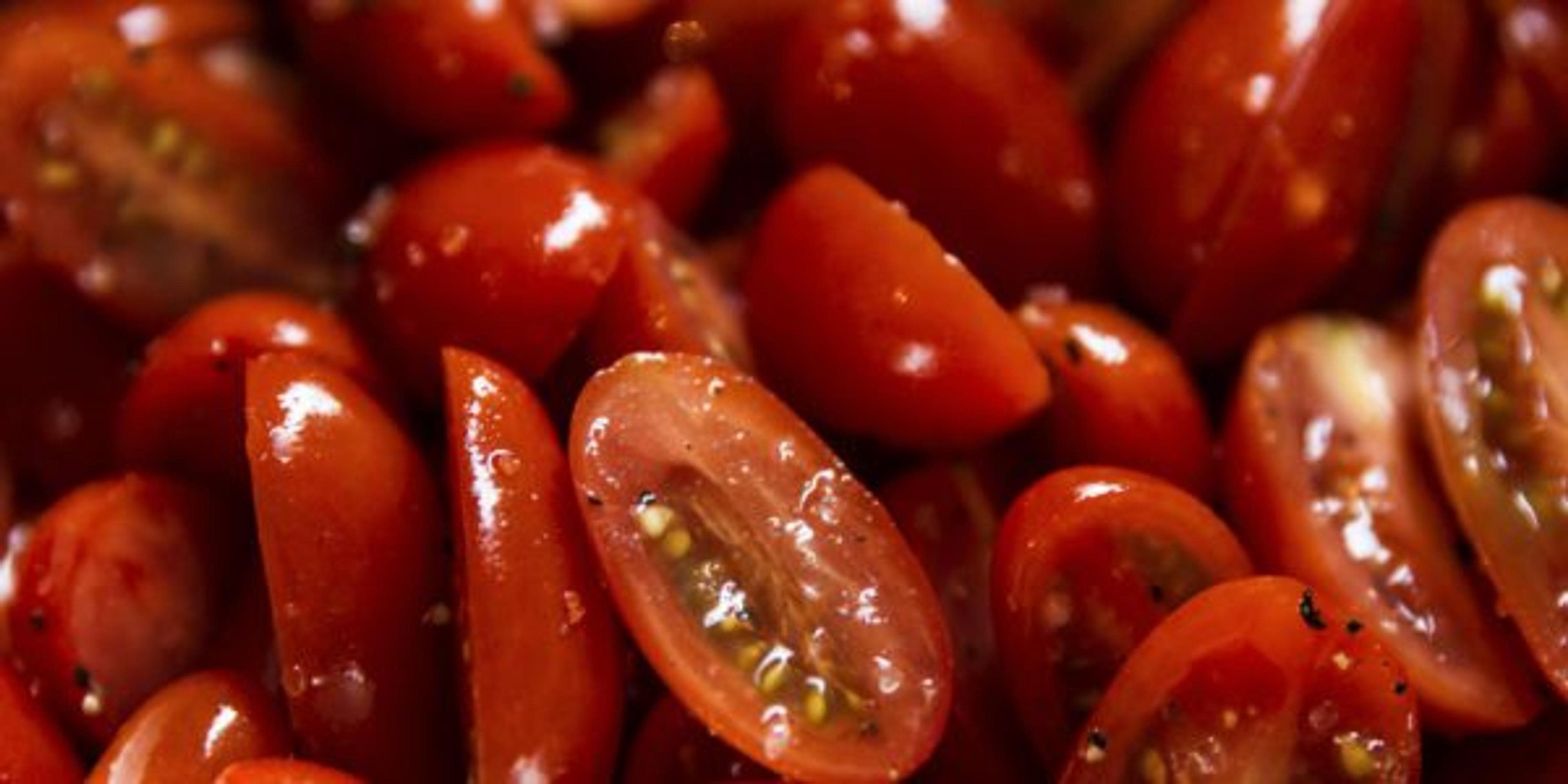 Cherry Tomatoes Chopped With Pepper And Salt