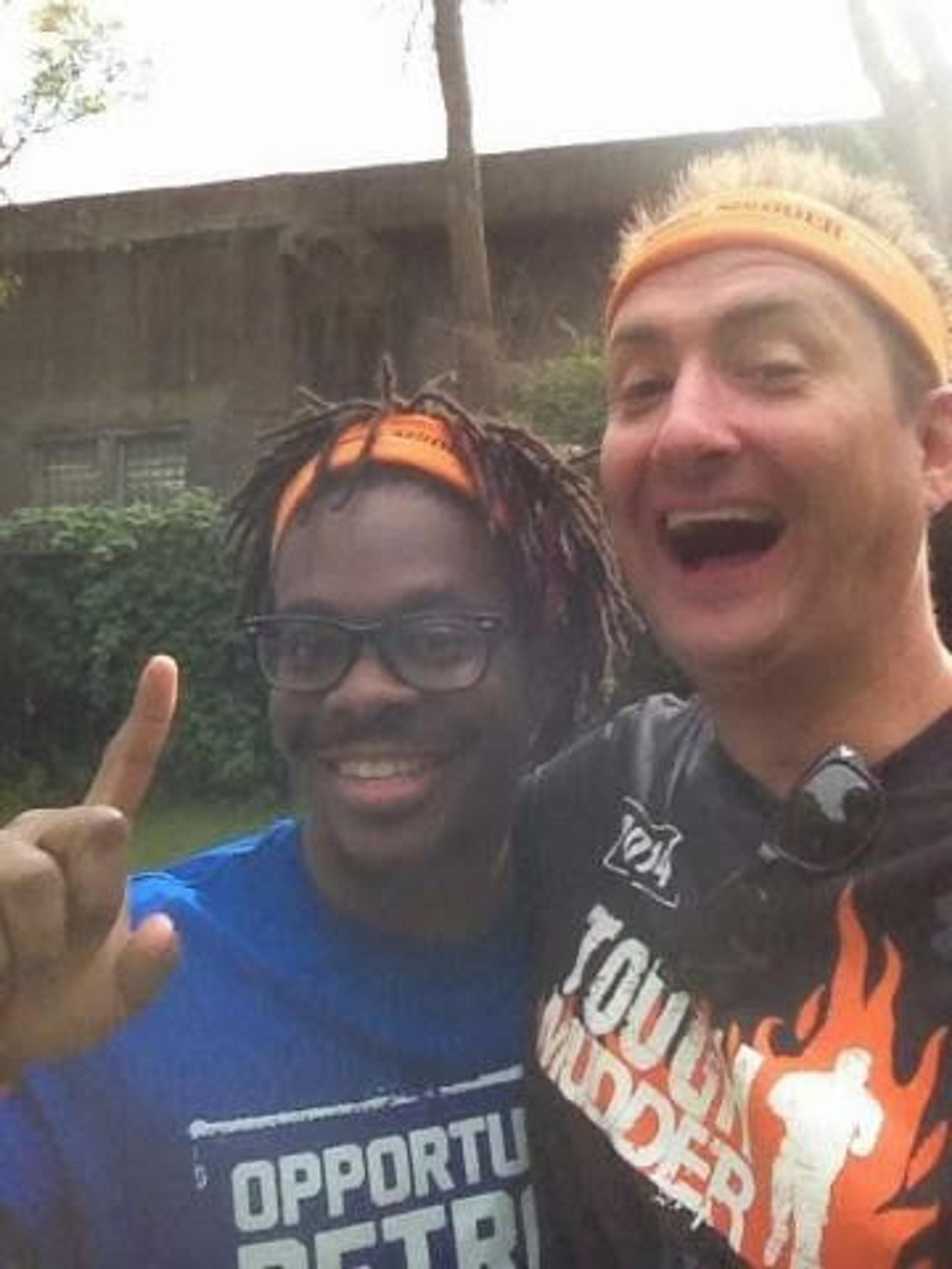 Brian and Kyle at the end of their first Tough Mudder.