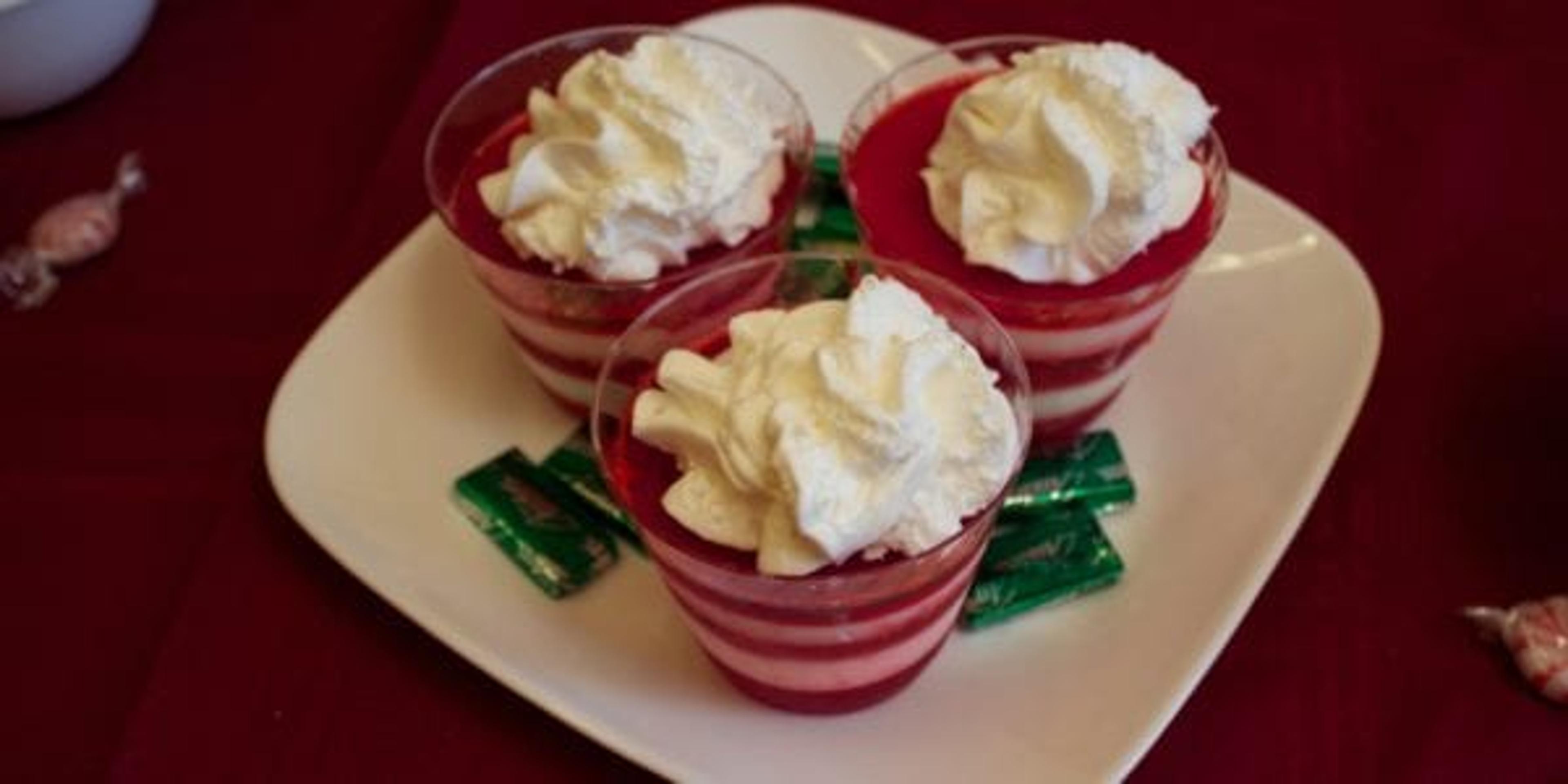 Image of red and white gelatin cups