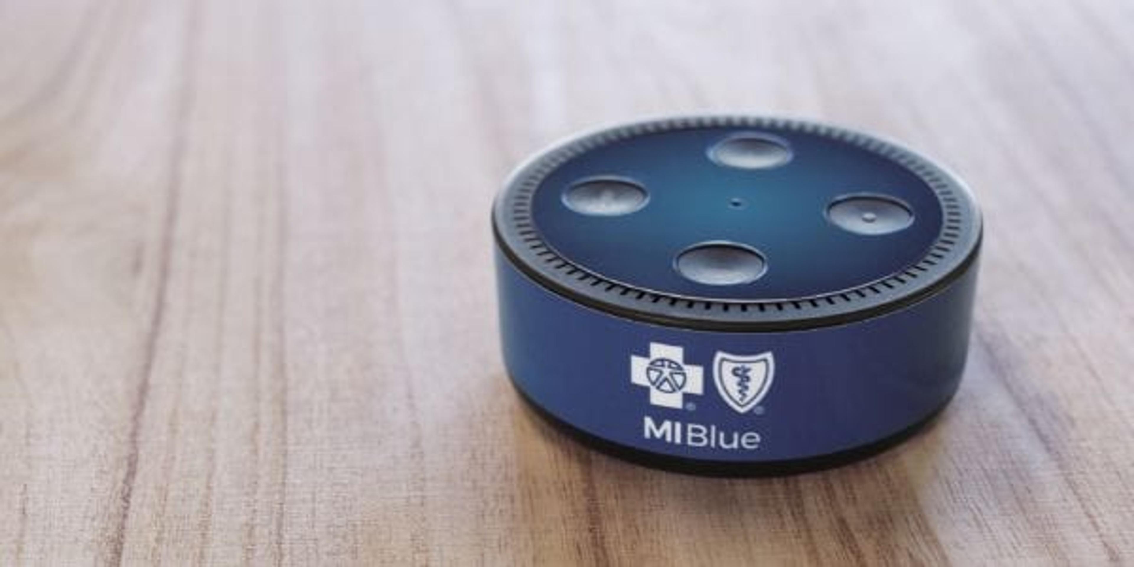 Blue Cross branded Amazon Echo Dot