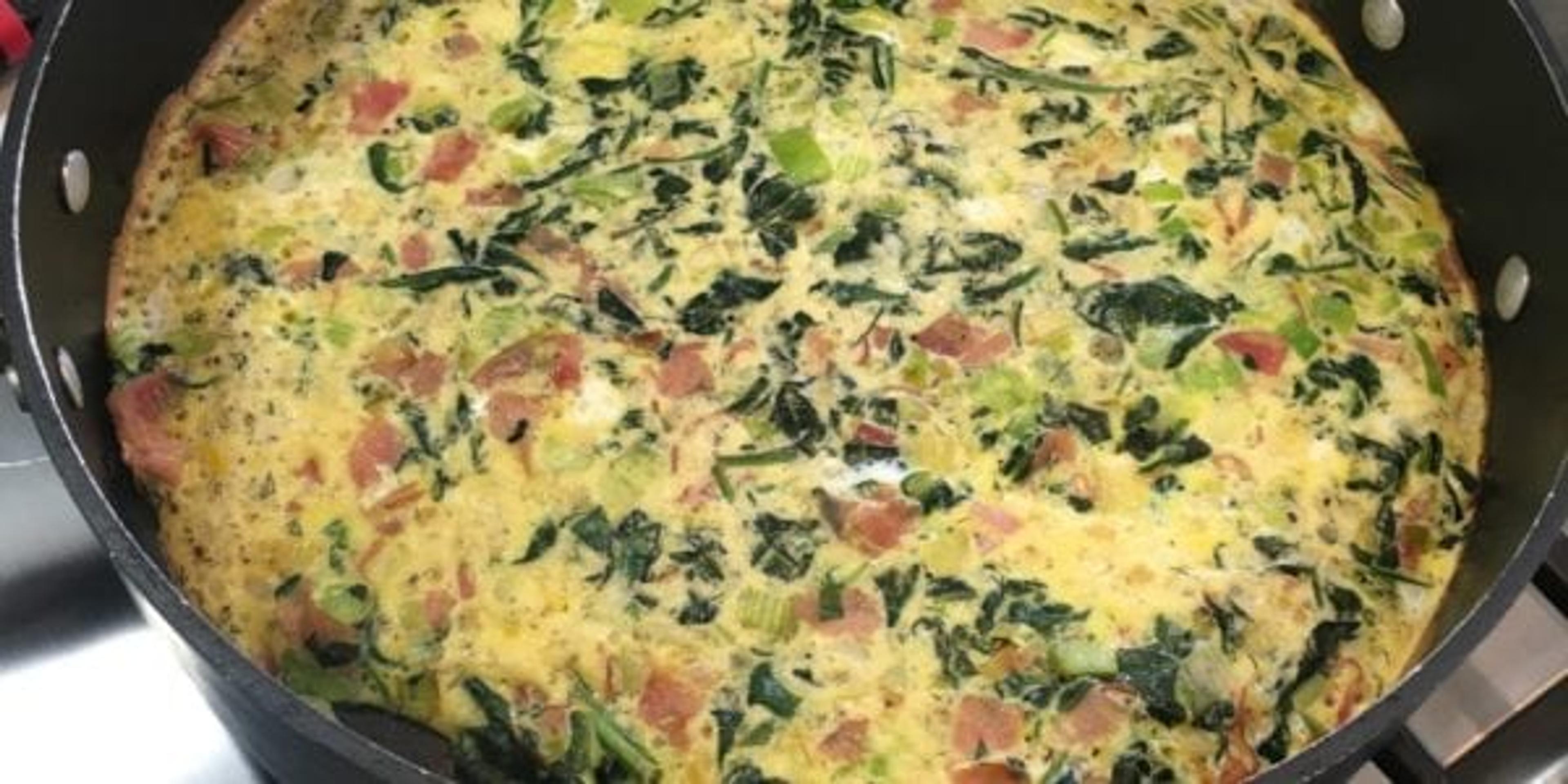 Green Eggs and Ham Frittata in Pan