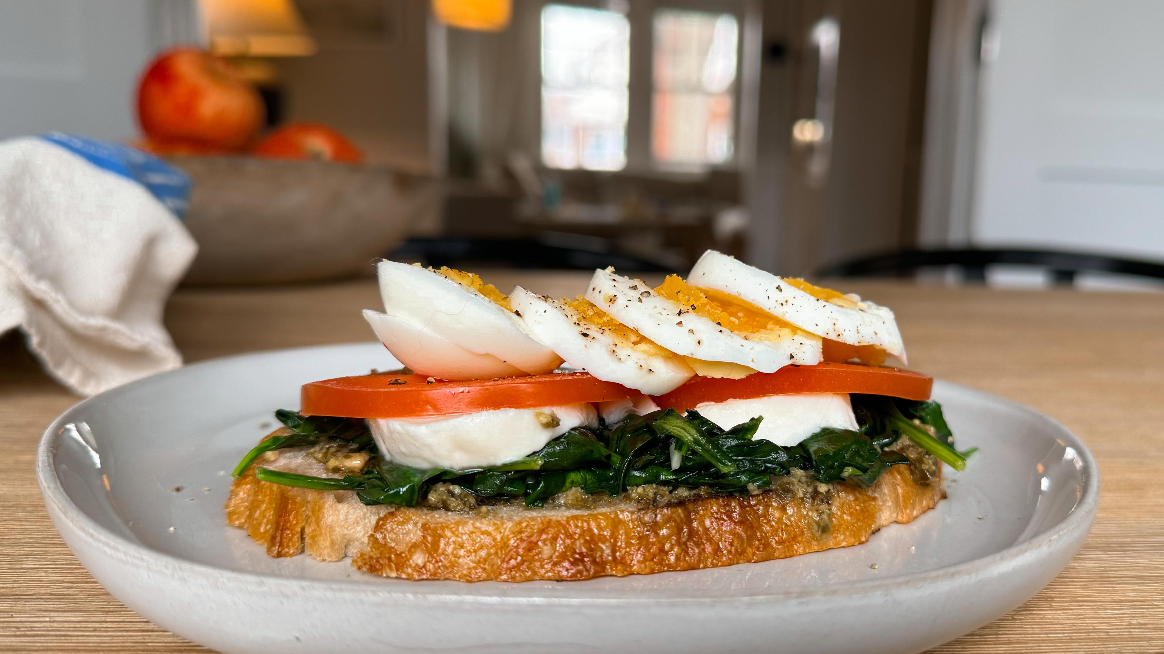 Pesto and Sautéed Spinach Egg Sandwich