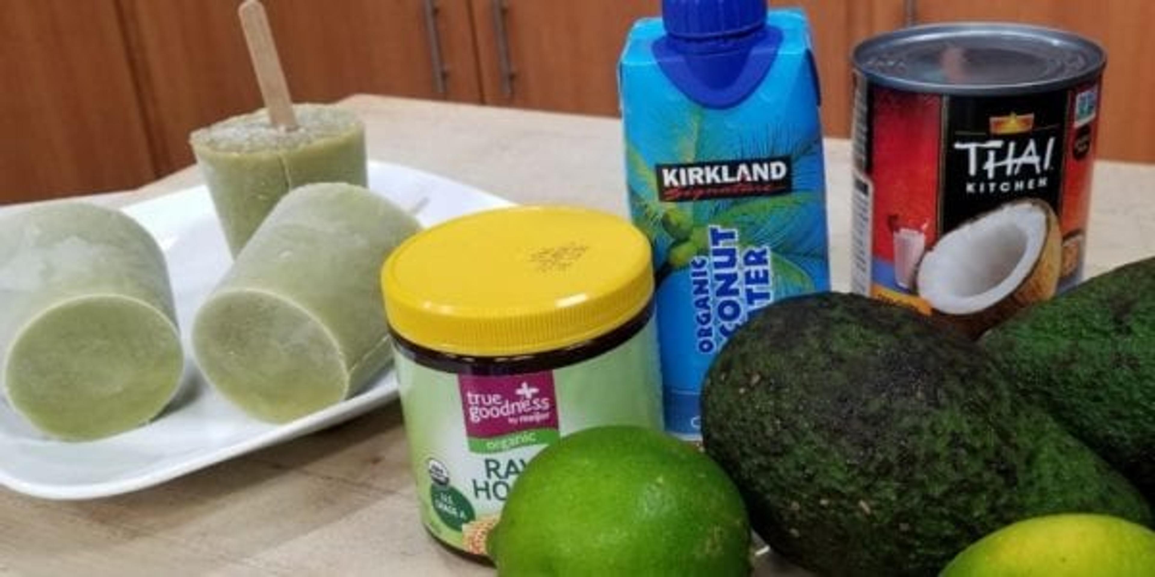 Avocado Paletas and ingredients