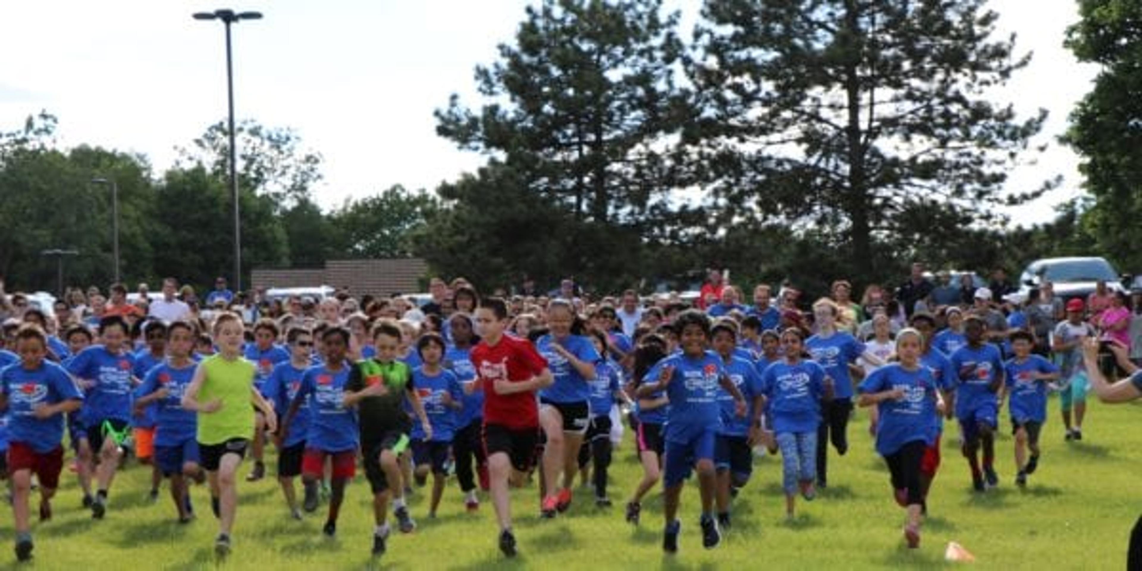 School children running