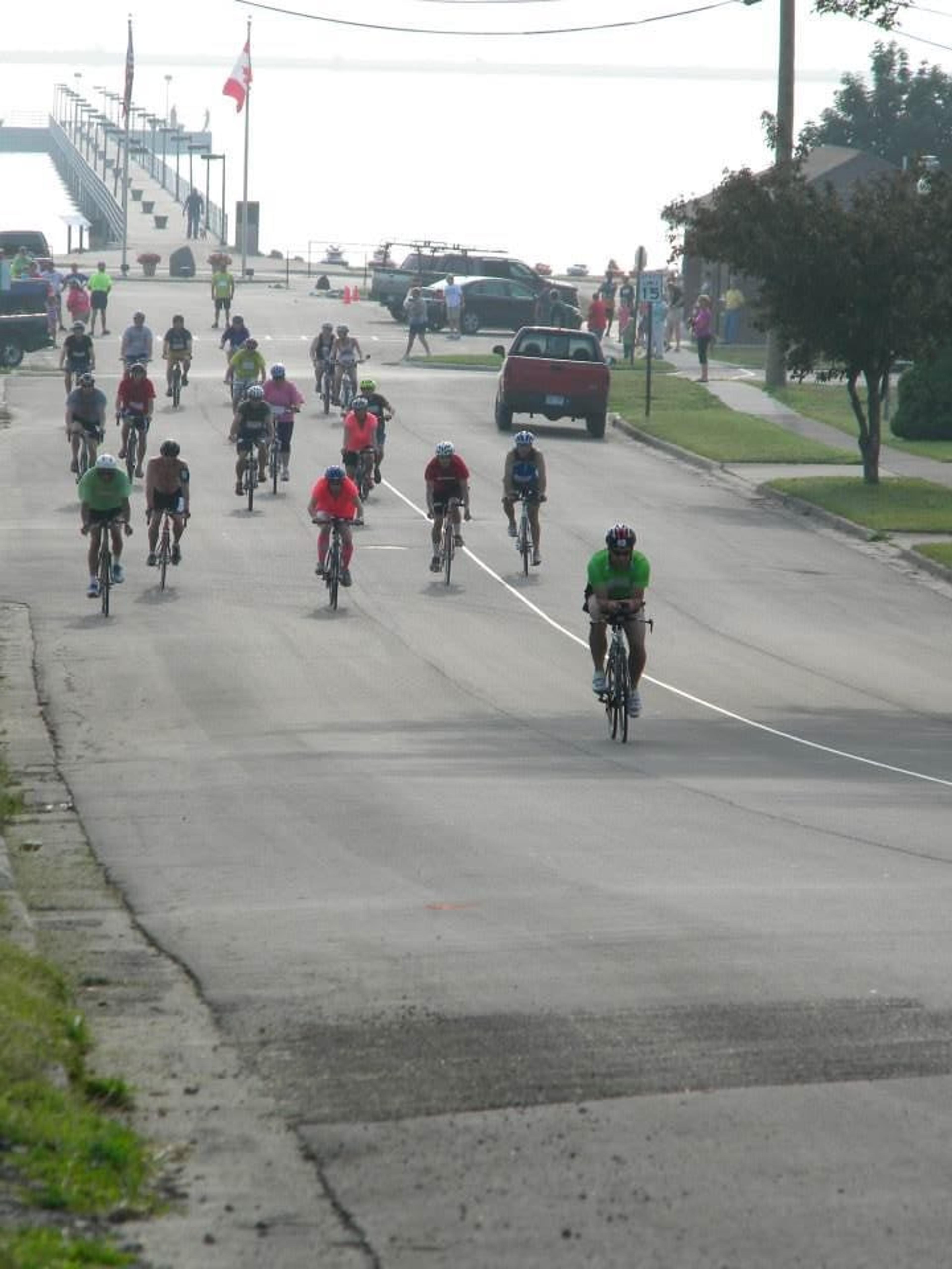 Biyakathon racers starting the bike leg of the race.