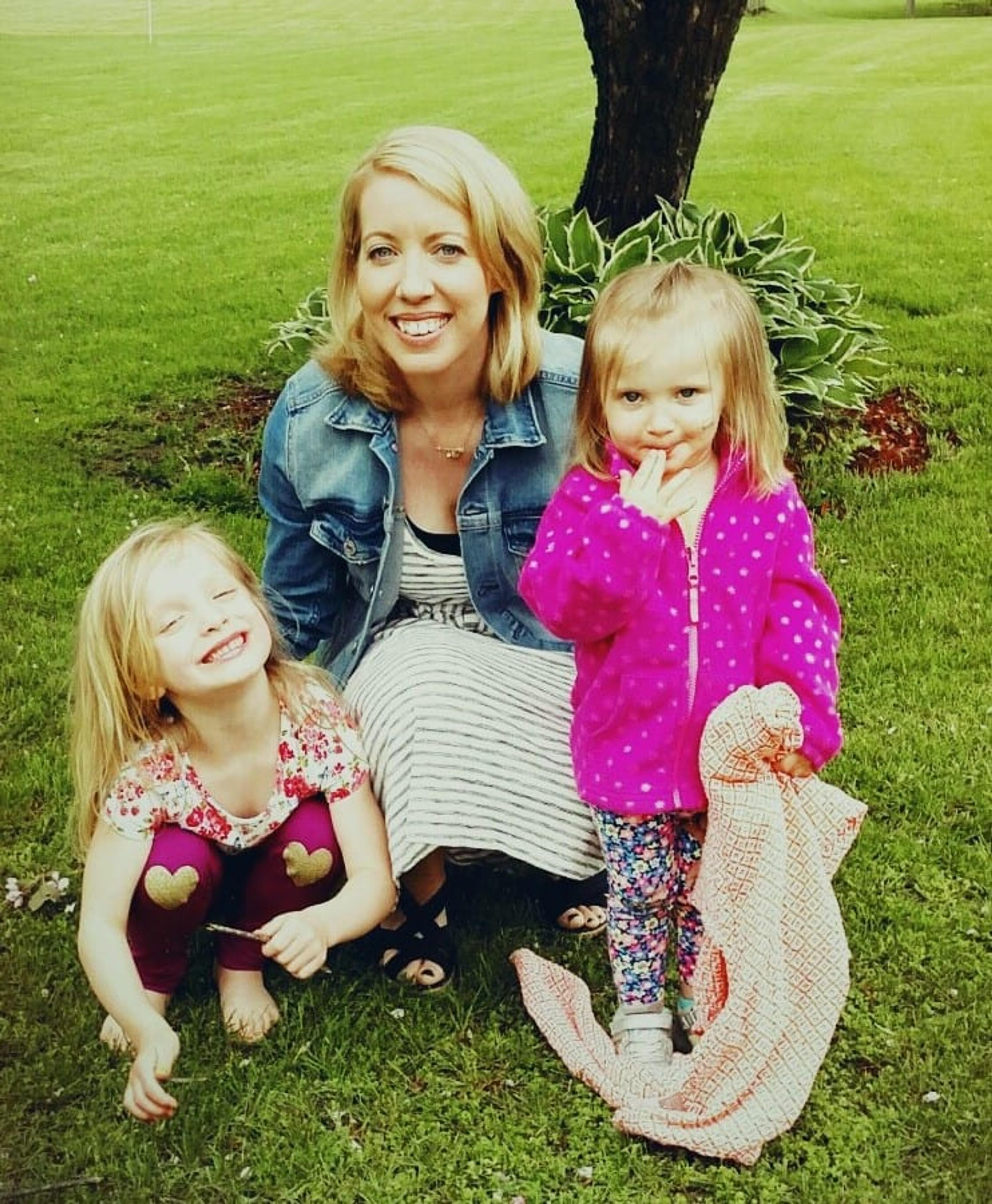 The author with her two daughters