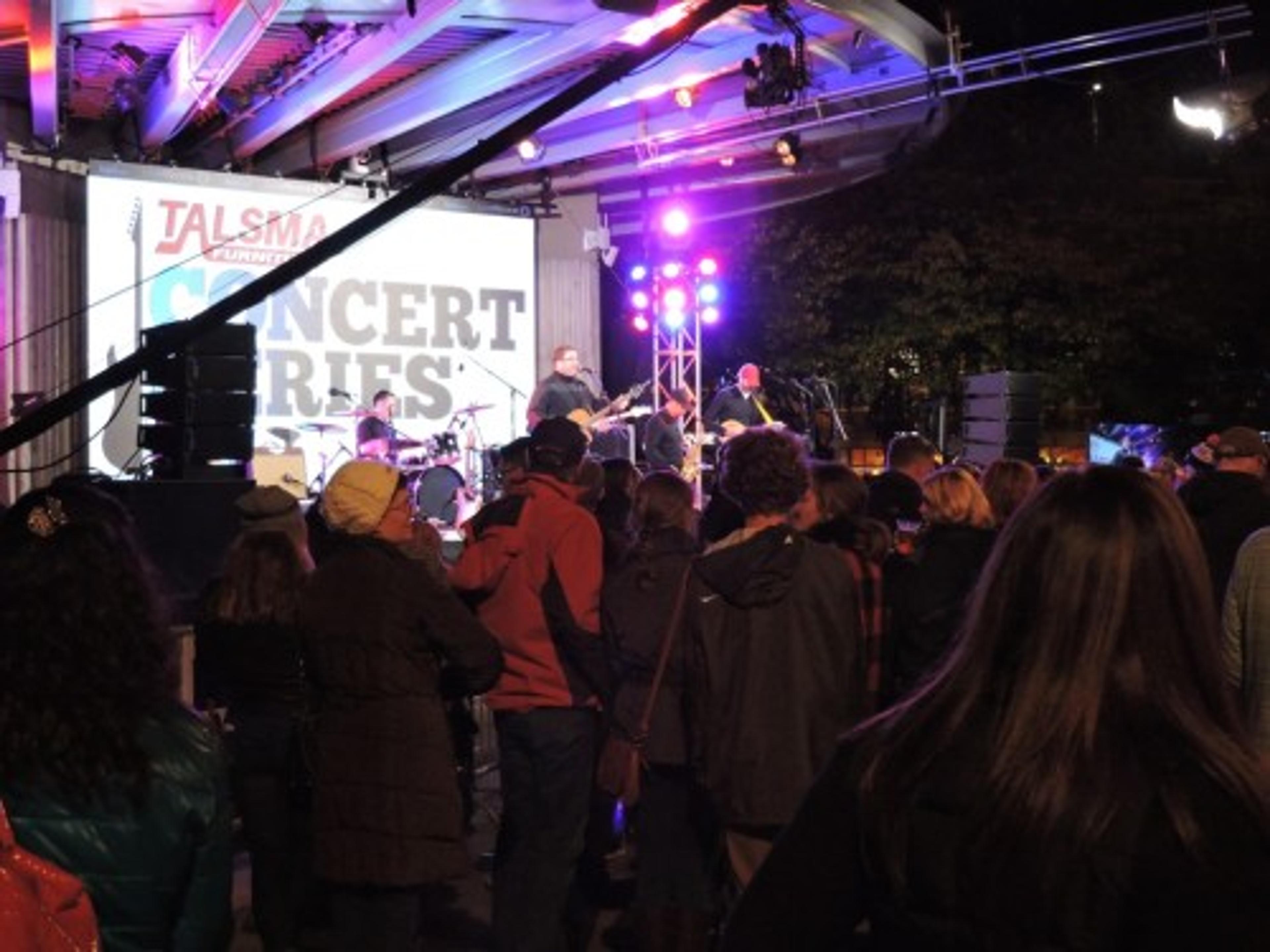 ArtPrize revelers enjoyed a free concert at Rosa Parks Circle after the winners were announced.