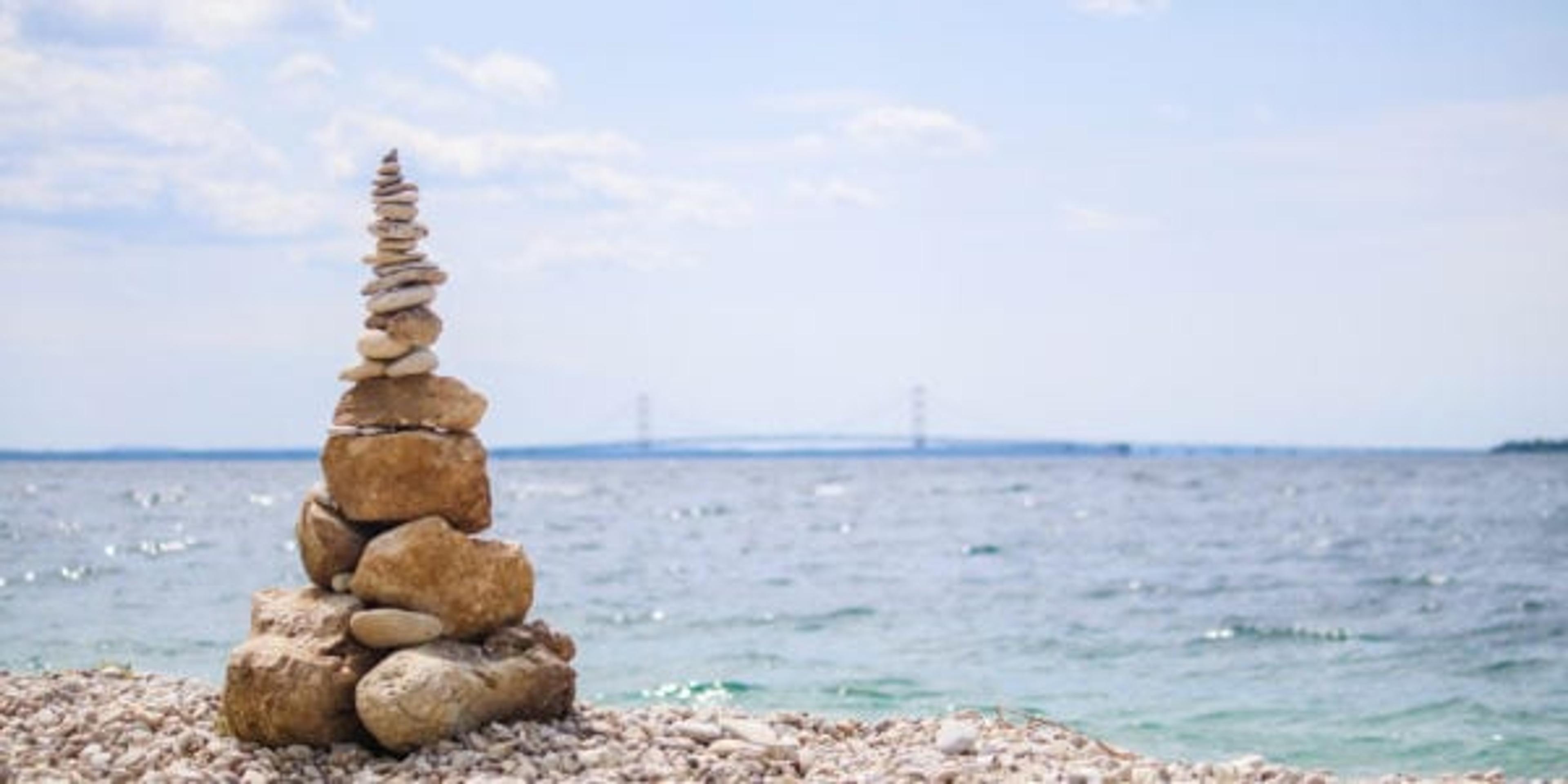 mackinac island beach rock pile