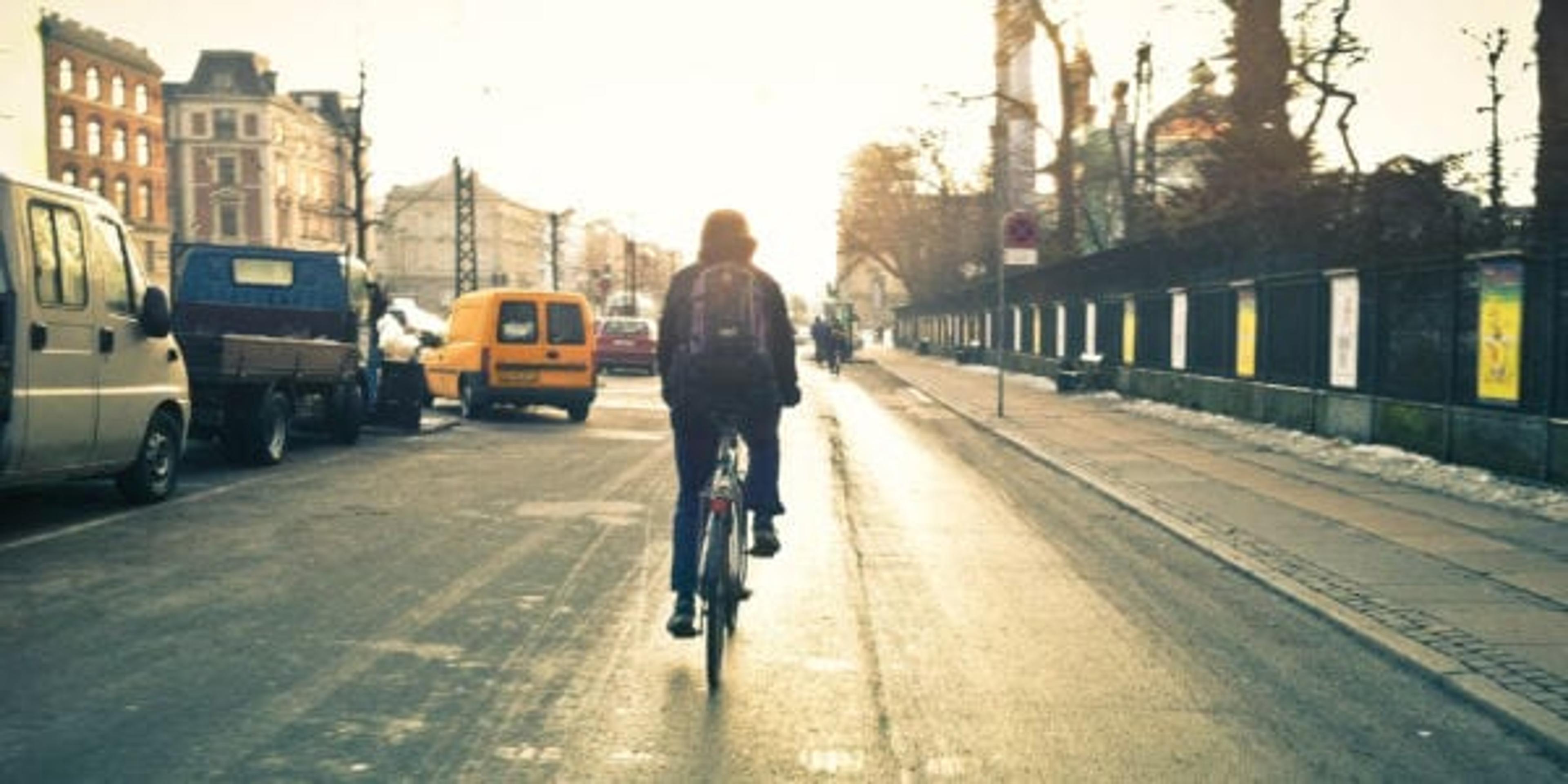 sunrise bike ride on a street