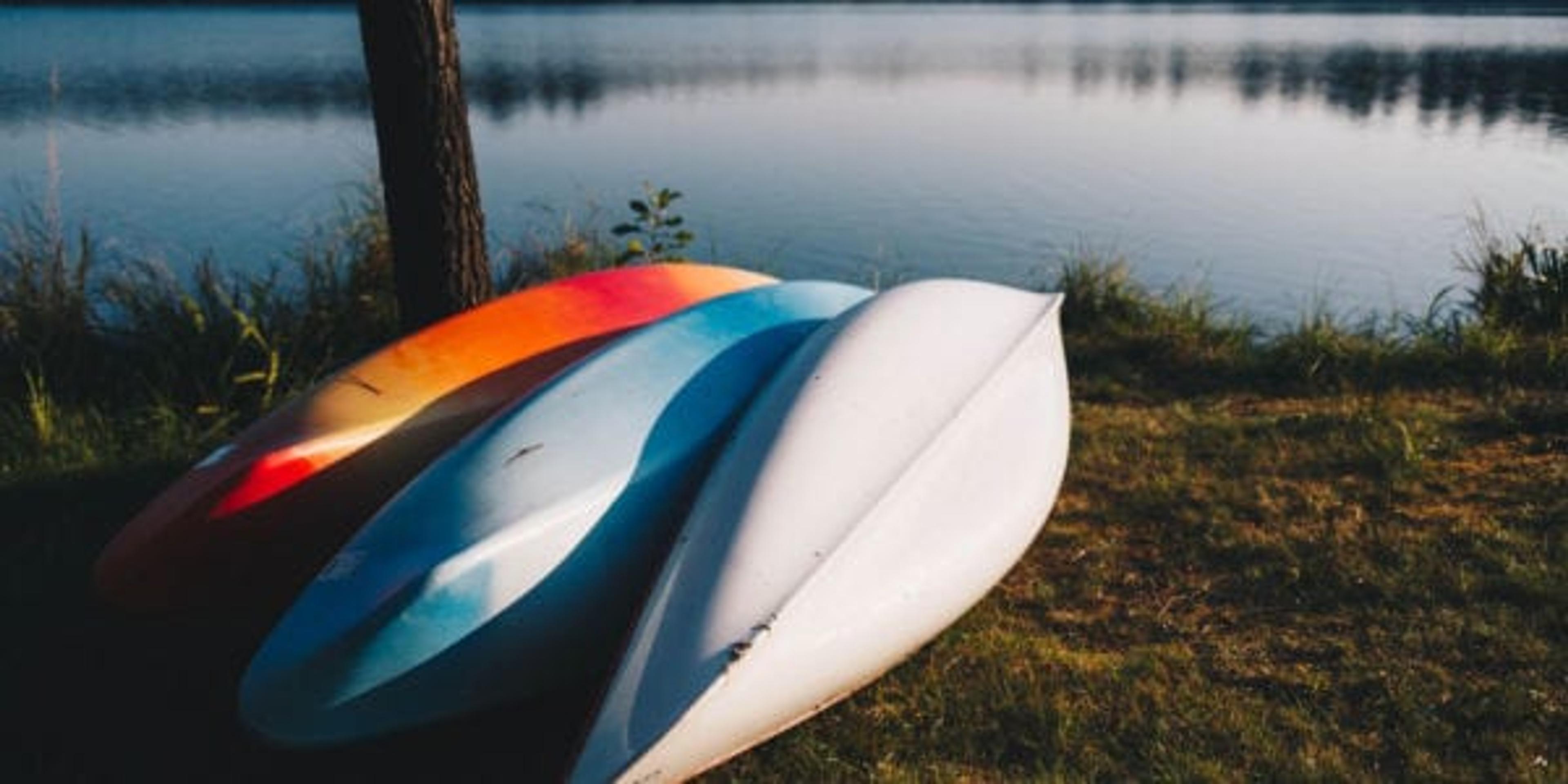 image of three kayaks