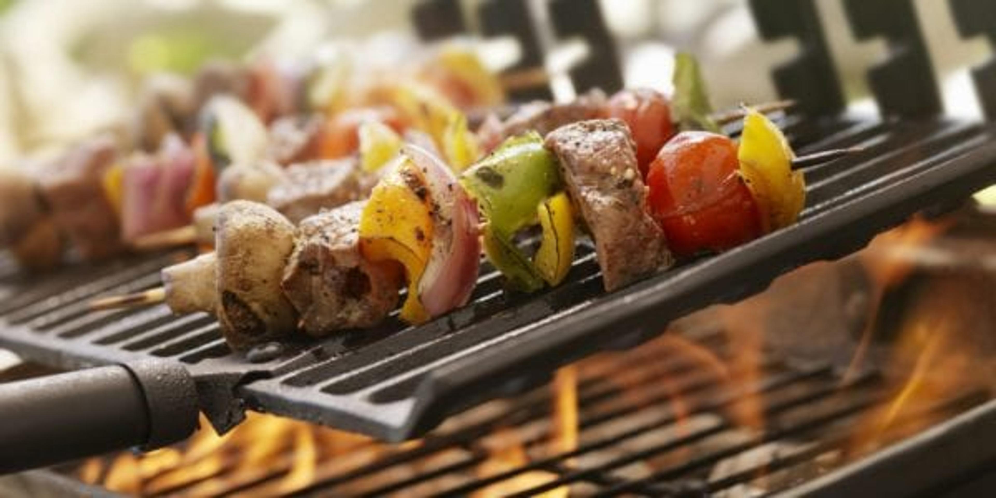 Meat and veggies on the grill