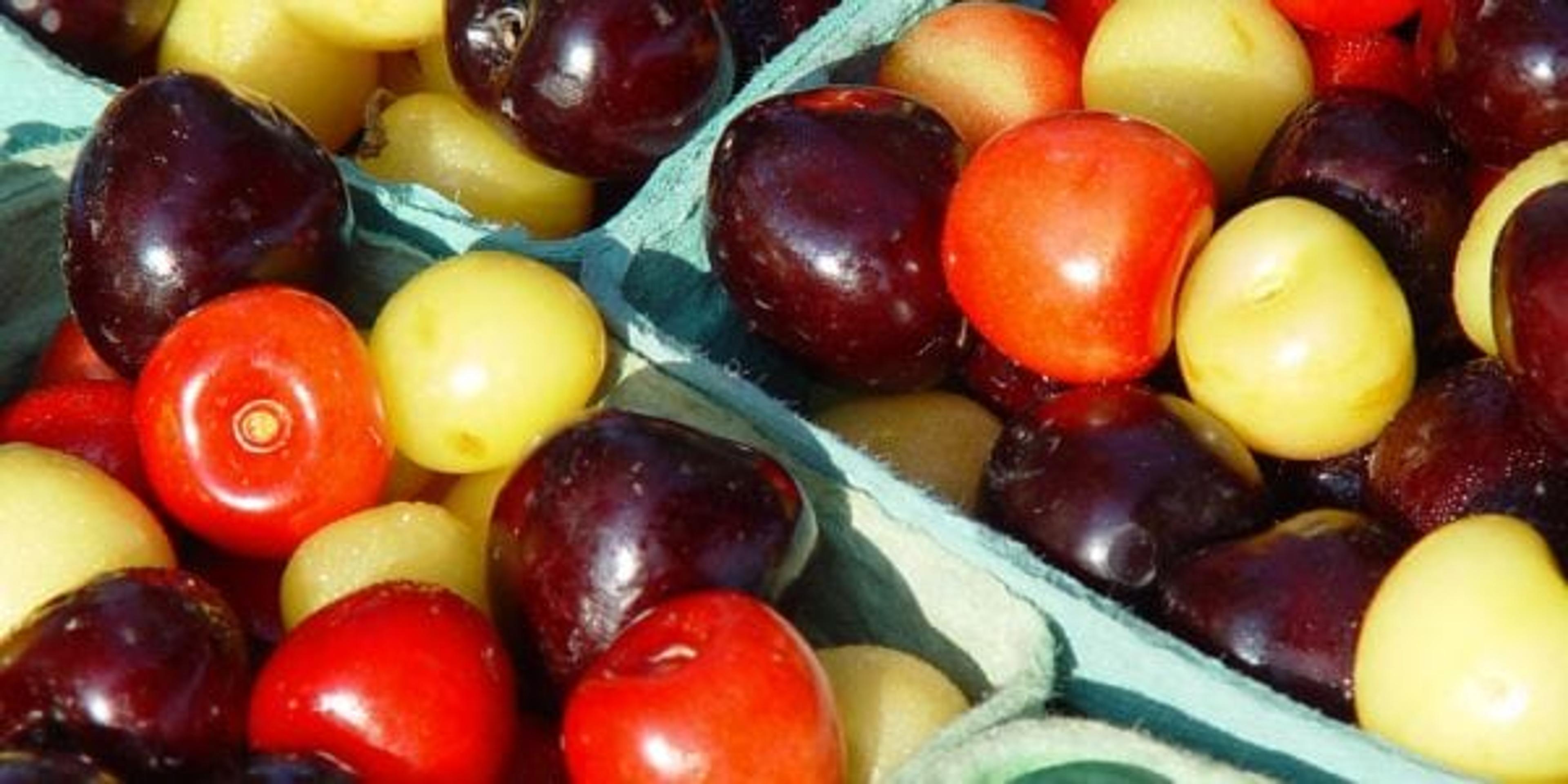 cherries in baskets