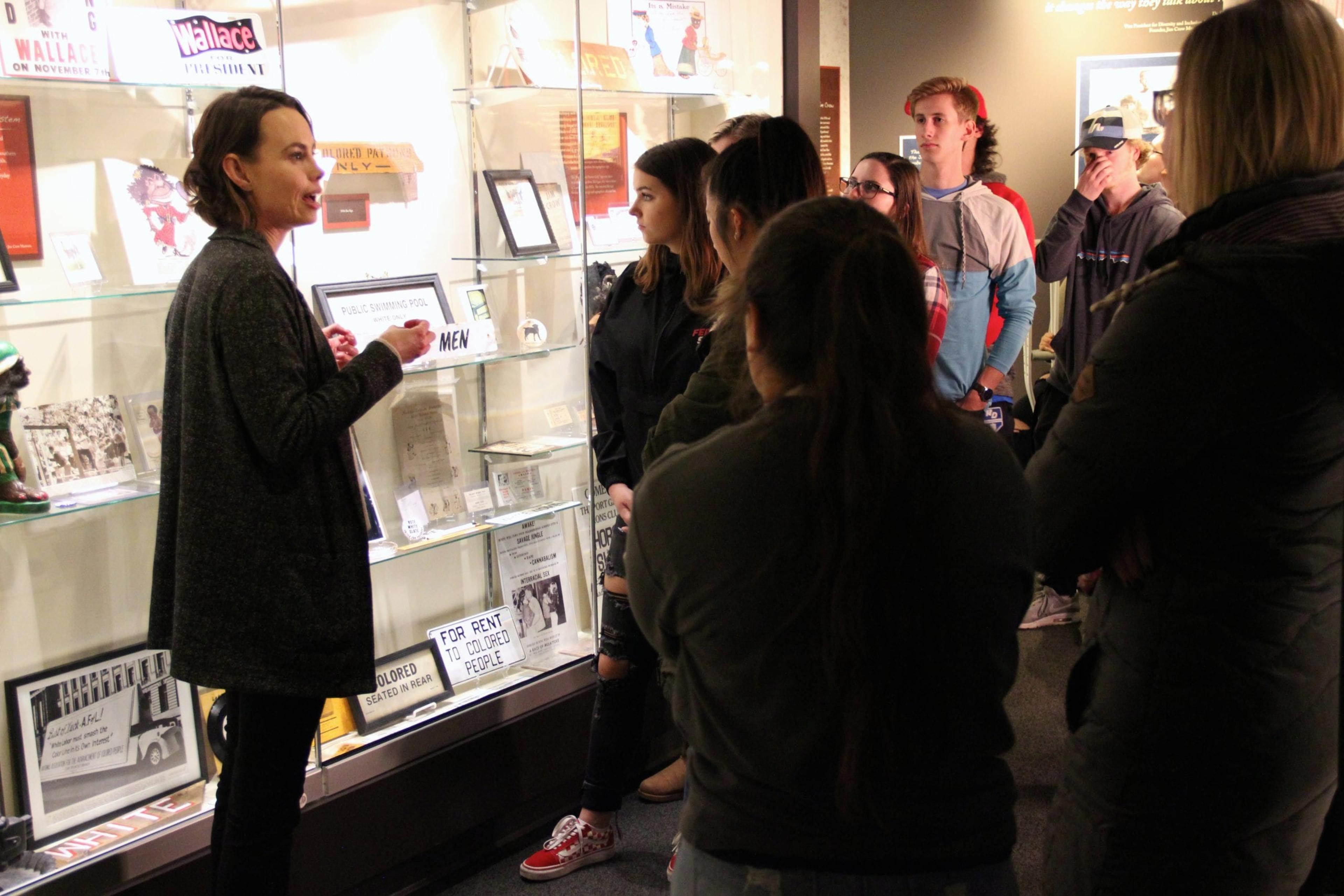 Students take a tour of the Jim Crow Museum