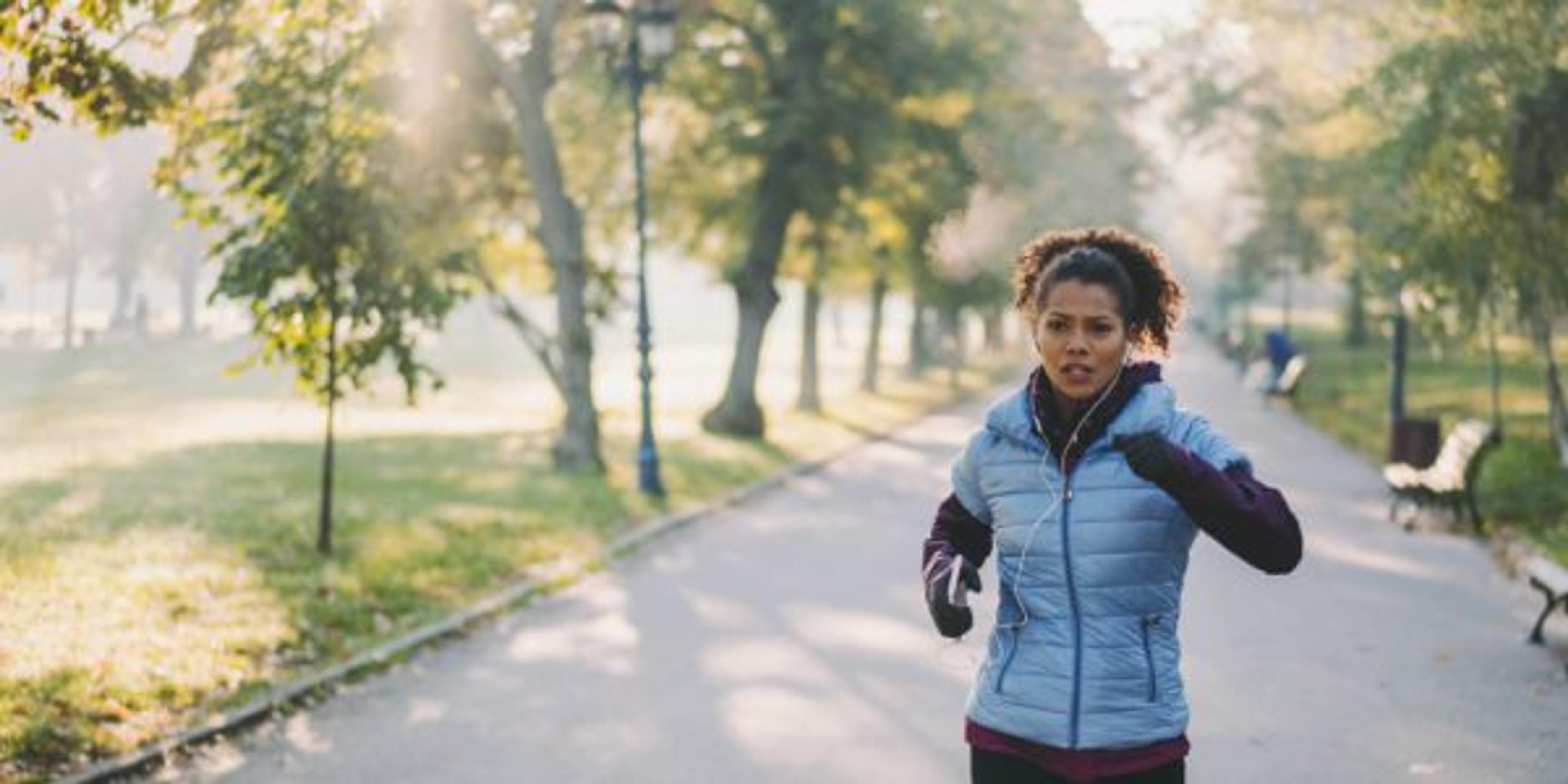 Woman sports training among nature
