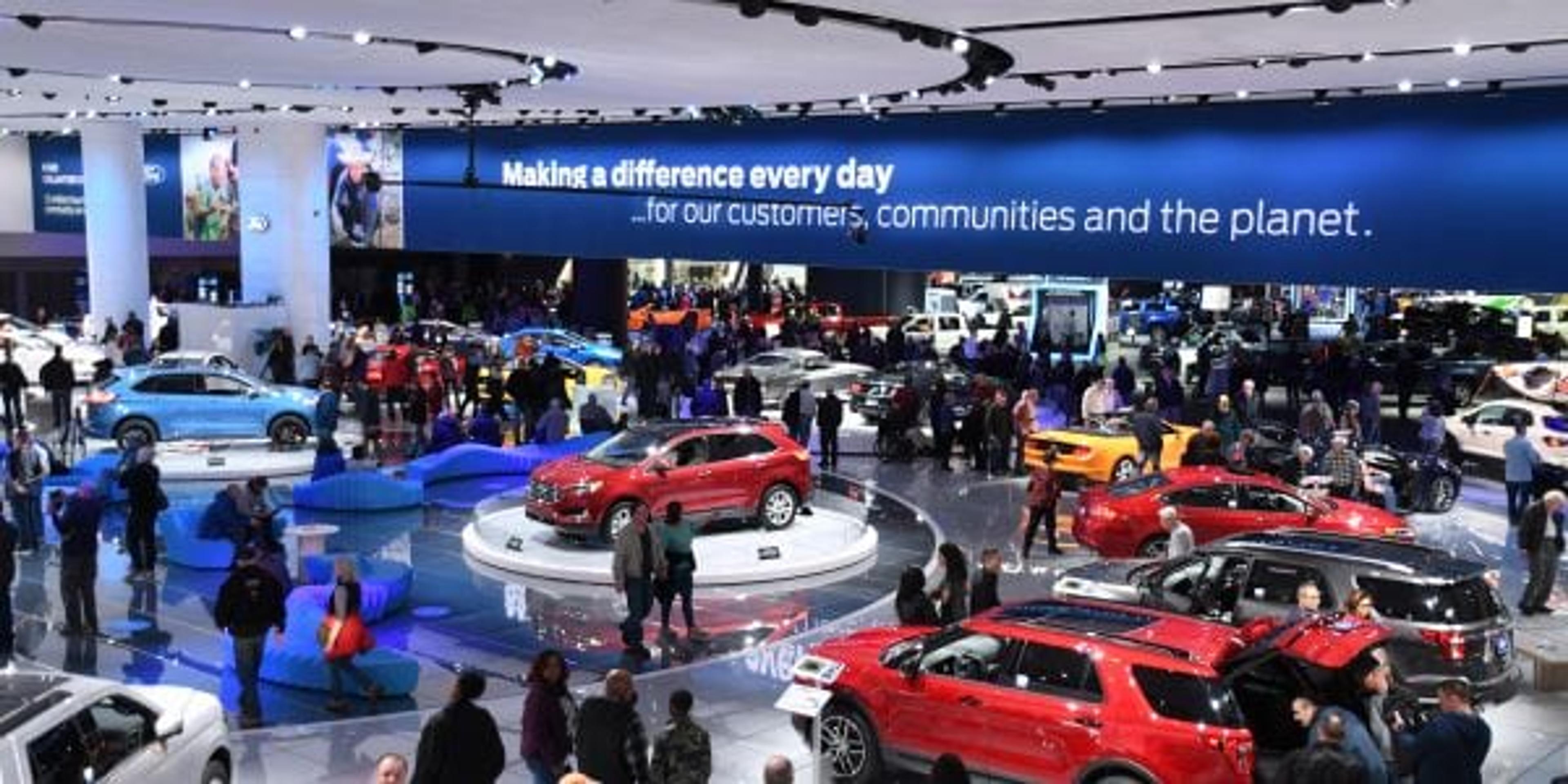 Floor dislplay for Ford Motors at the North American International Auto Show in Detroit