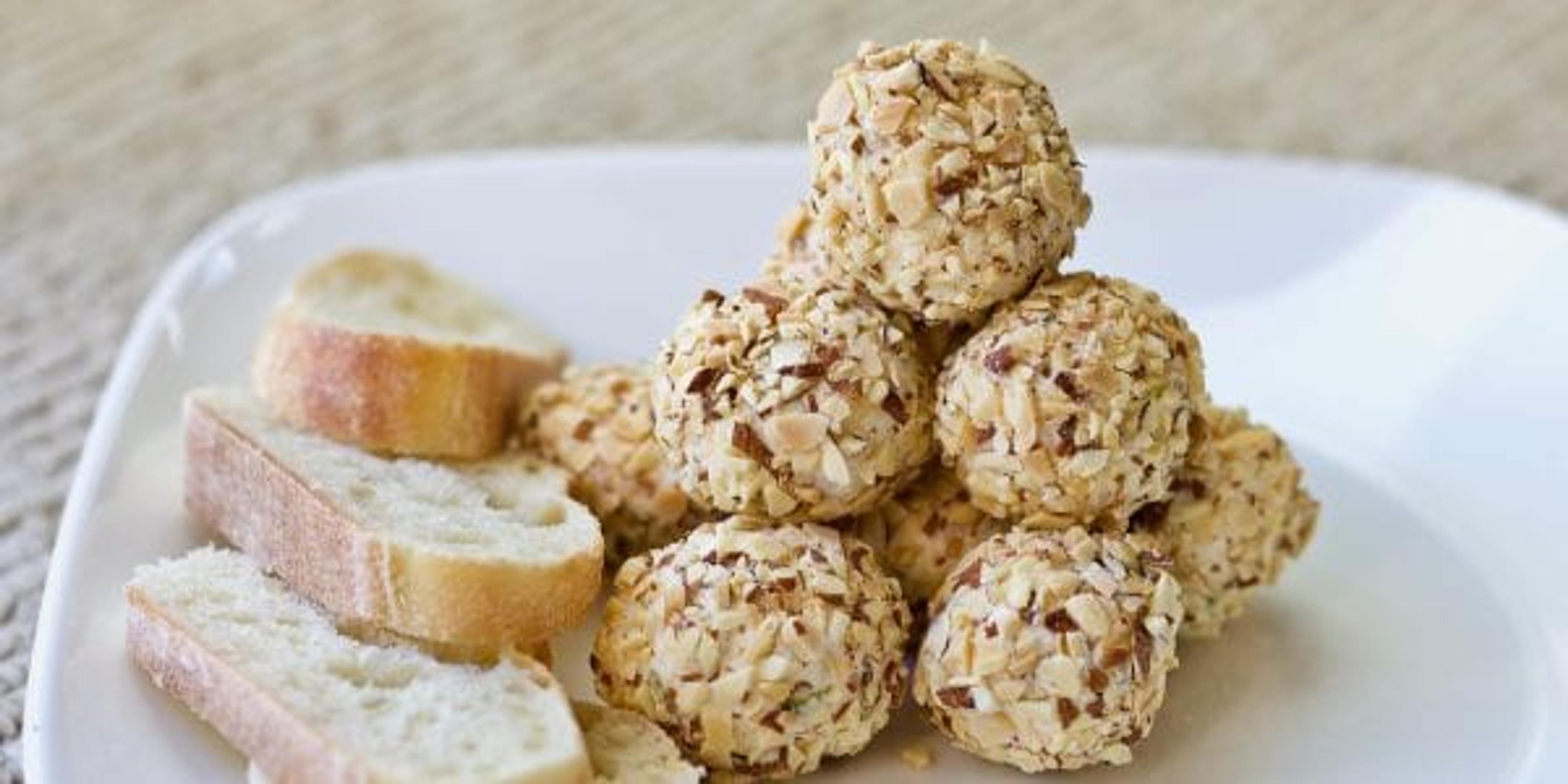 mini pear-almond cheese balls