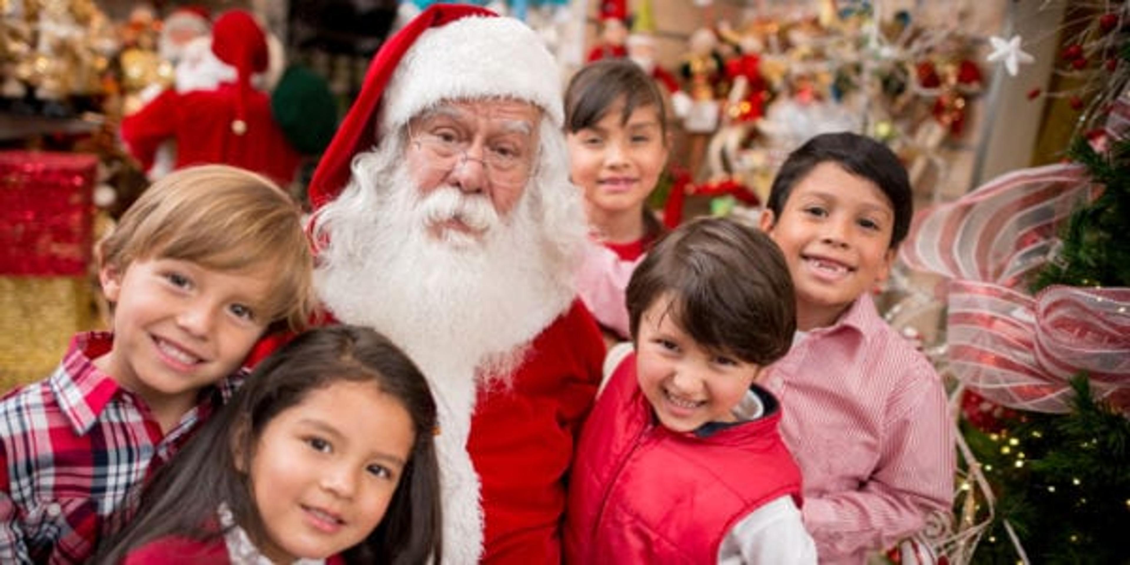 Santa and kids at Christmas time