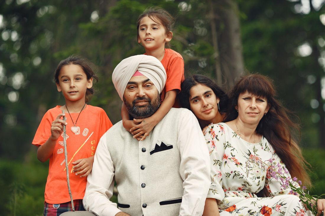 A father with his family in a warm portrait
