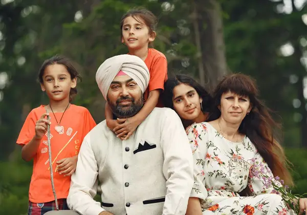 A father with his family in a warm portrait