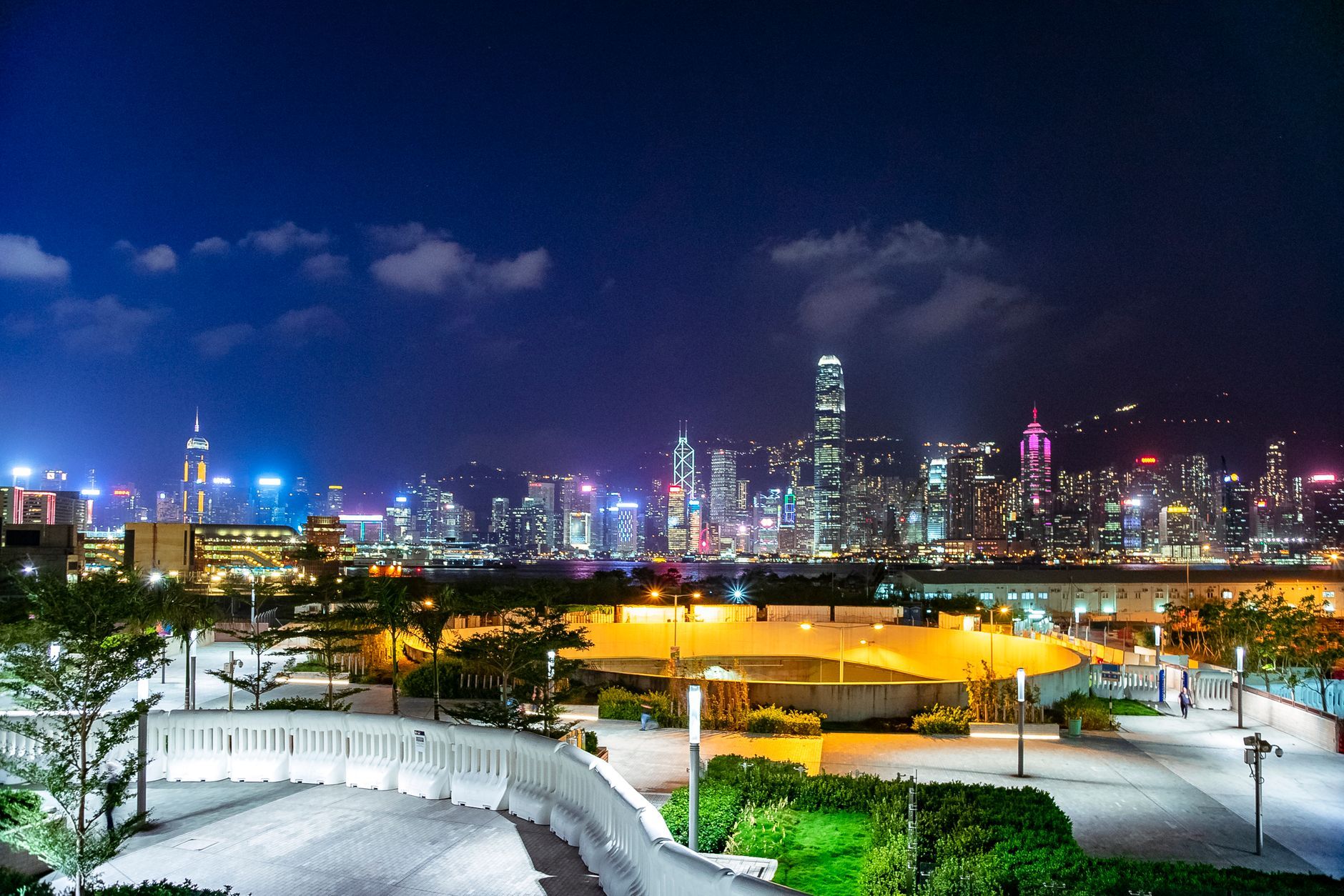 The Hong Kong skyline at night