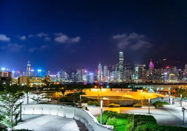The Hong Kong skyline at night