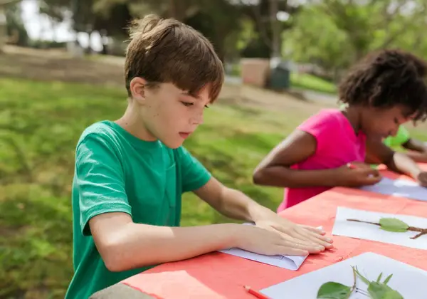 Children doing a craft activity at a vacation Bible school