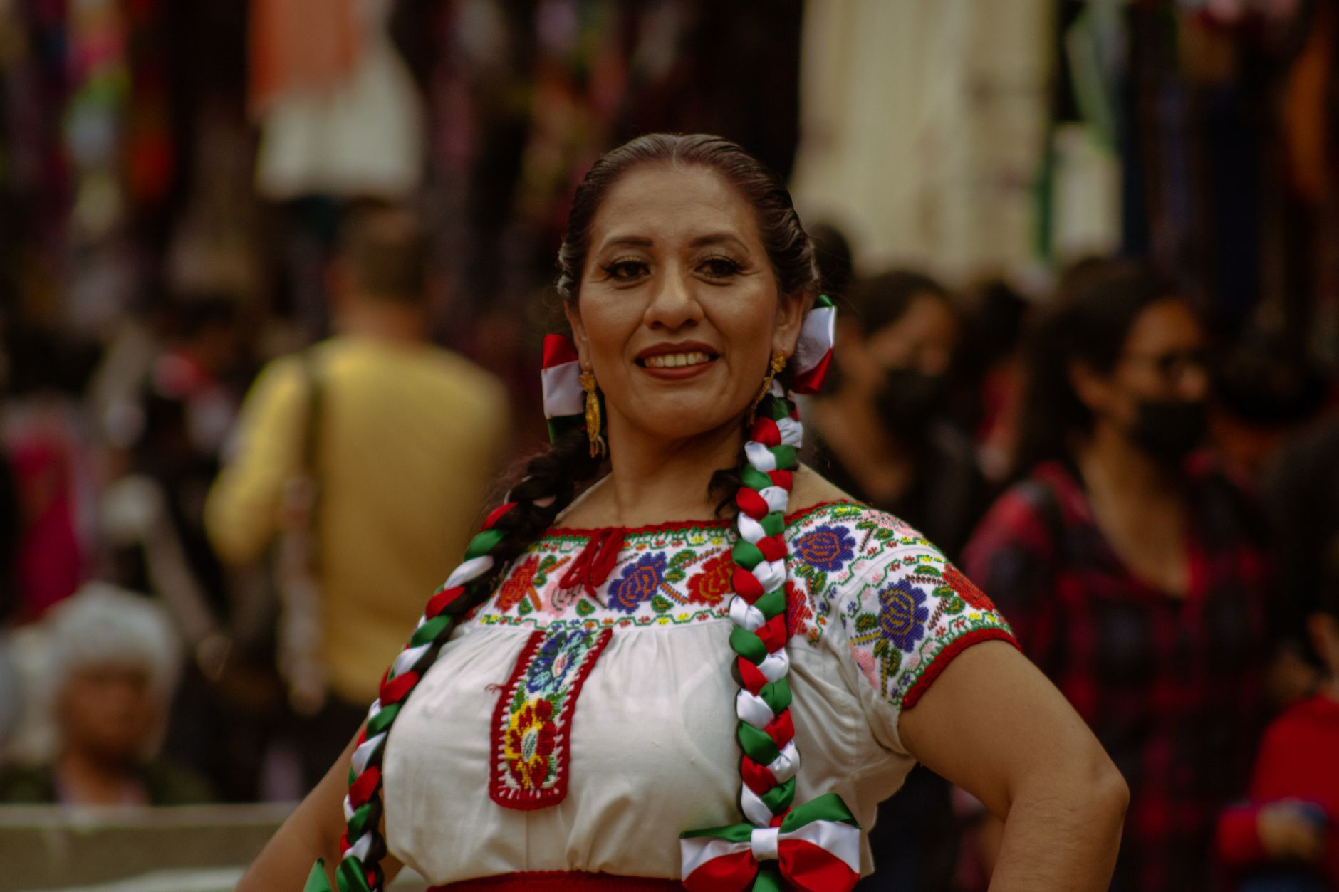 A woman in traditional Mexican dress