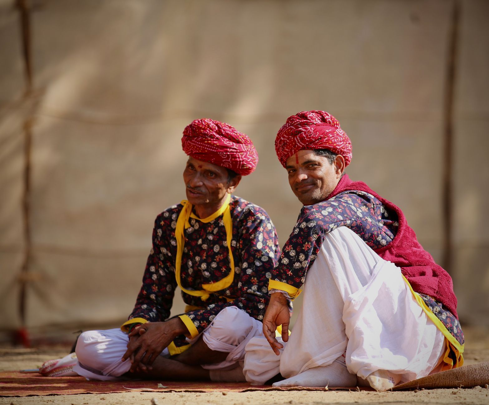 Two men in traditional dress in Rajasthan, India