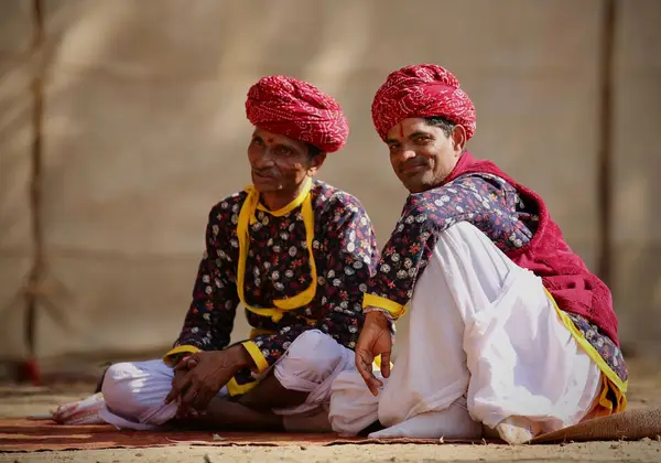 Two men in traditional dress in Rajasthan, India