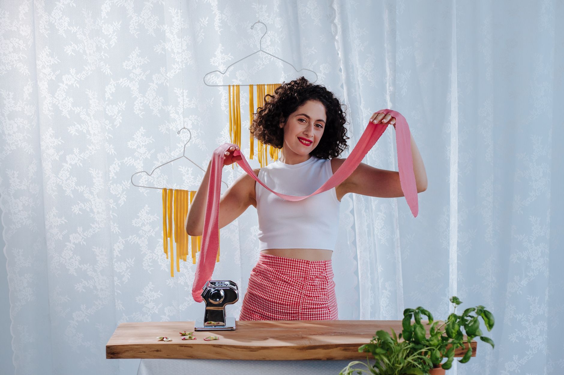 An Italian woman making fresh pasta