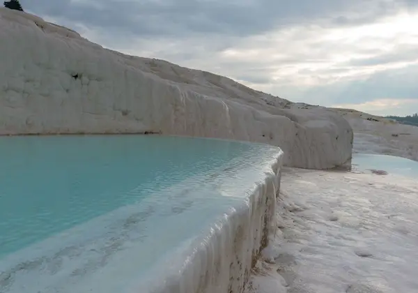 The white travertine terraces of Pamukkale