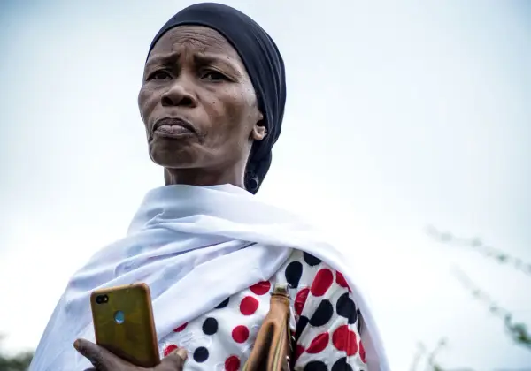 A Tanzanian woman in traditional dress