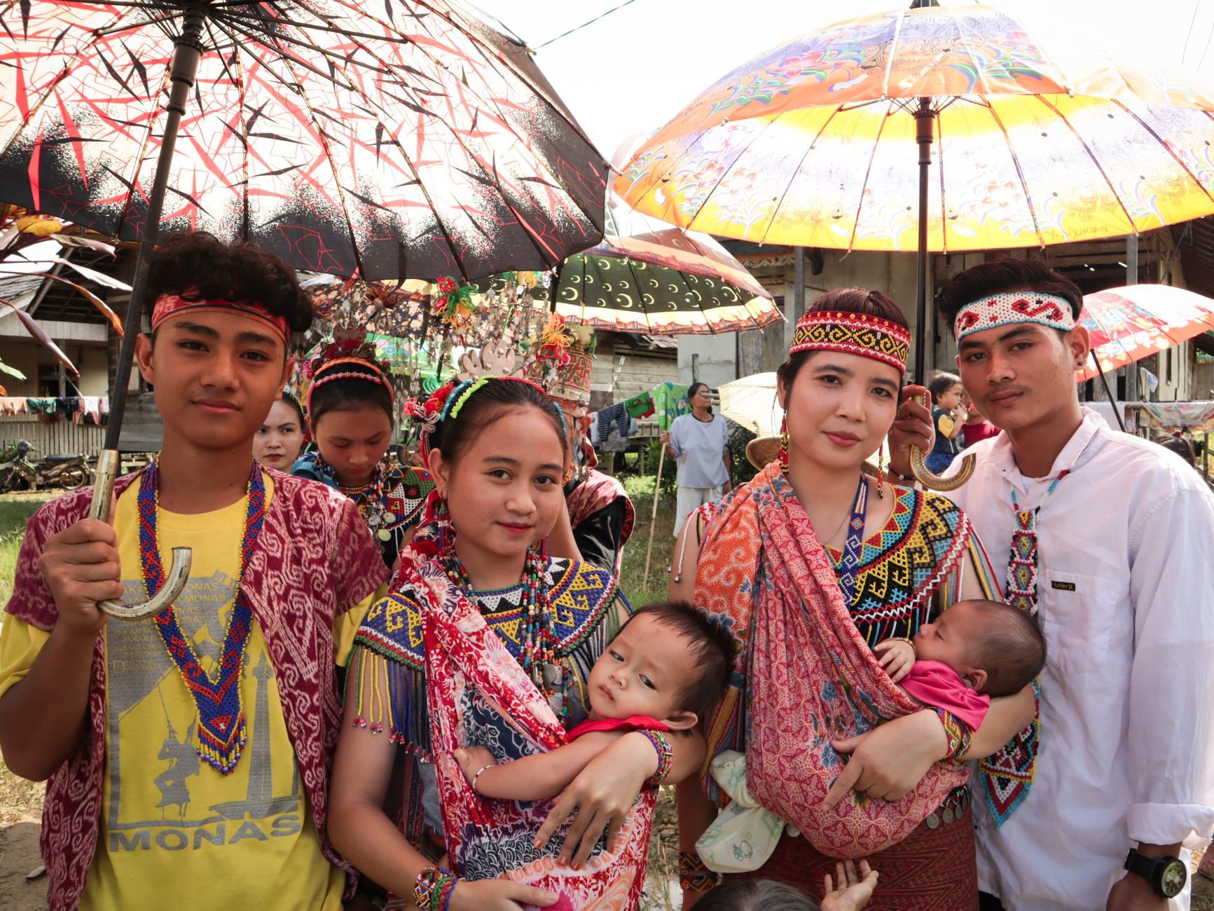 An Indonesian family in traditional dress