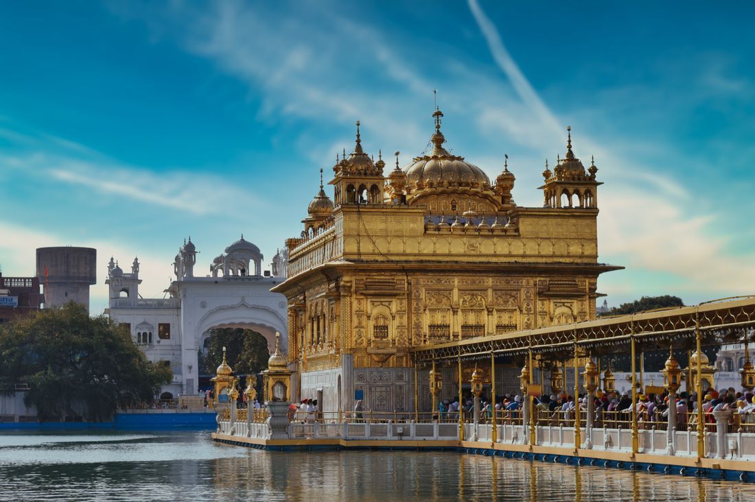 The Golden Temple at Amritsar reflected in the water