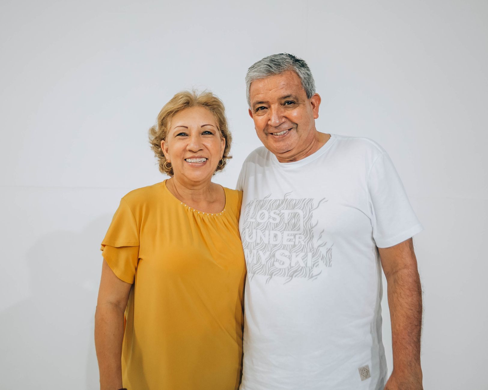 A smiling senior American couple