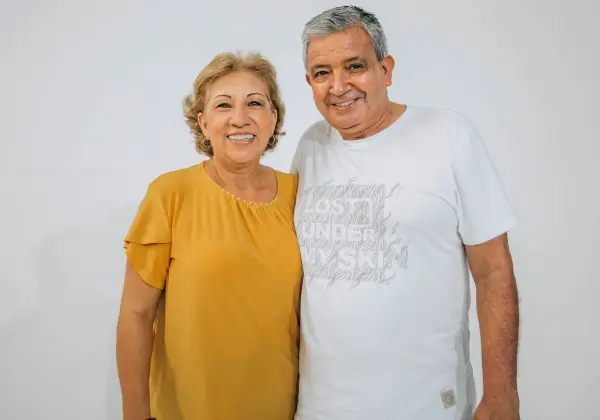 A smiling senior American couple