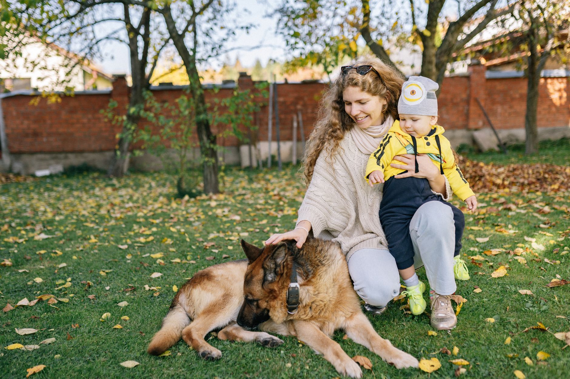 A German mother and son on an autumn day
