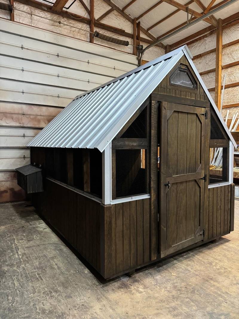 8x12 Chicken Coop with Oxford Brown Stain