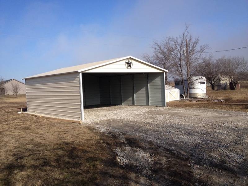 22x25x8 Carport with Three Sides and Horizontal Roof